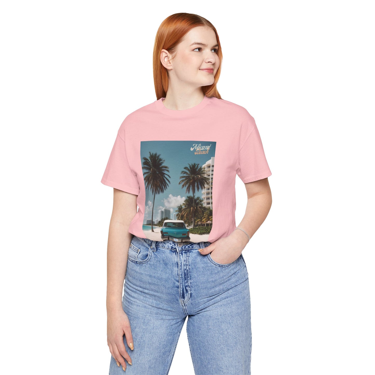 Vintage Car Miami Beach Jersey Short Sleeve Tee