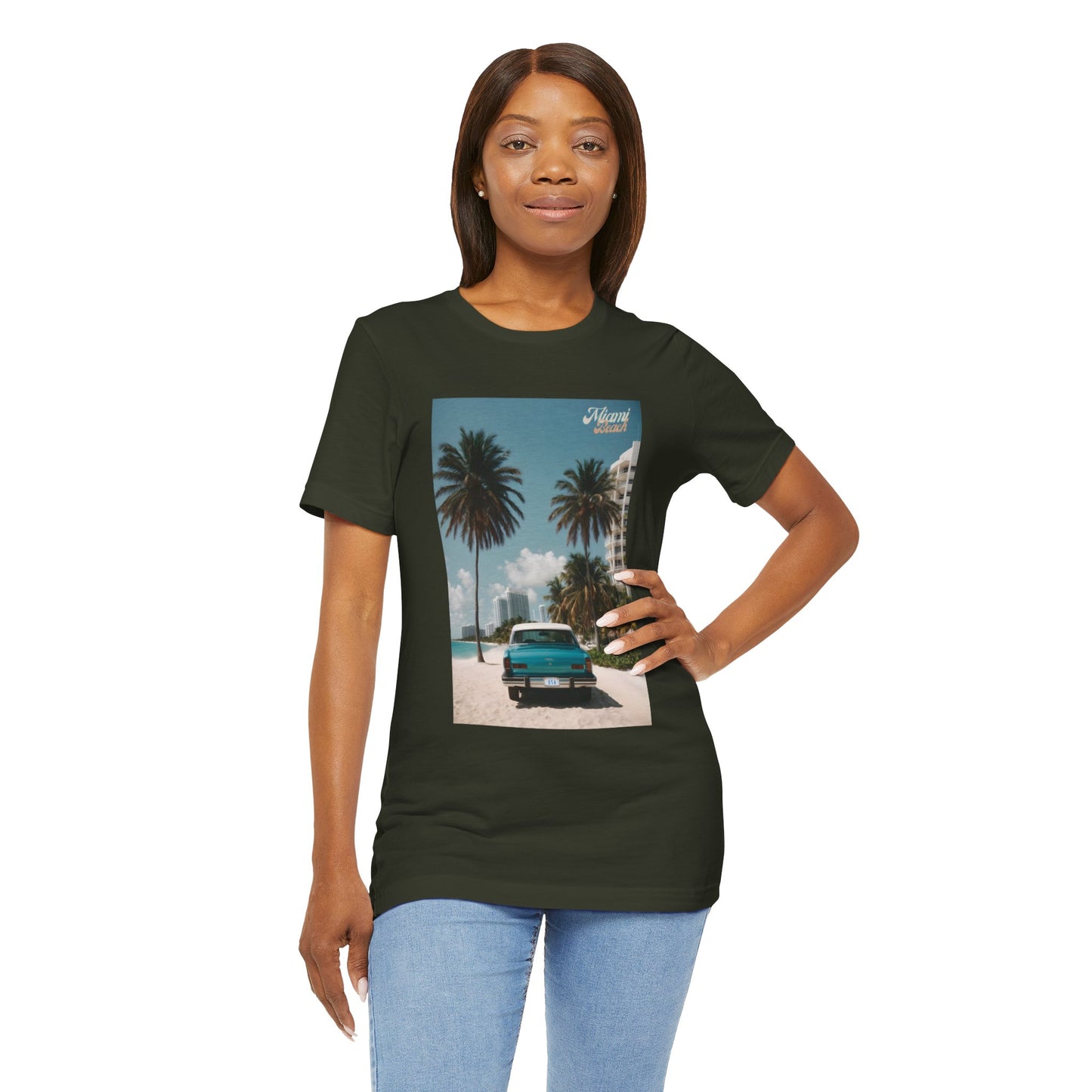 Vintage Car Miami Beach Jersey Short Sleeve Tee