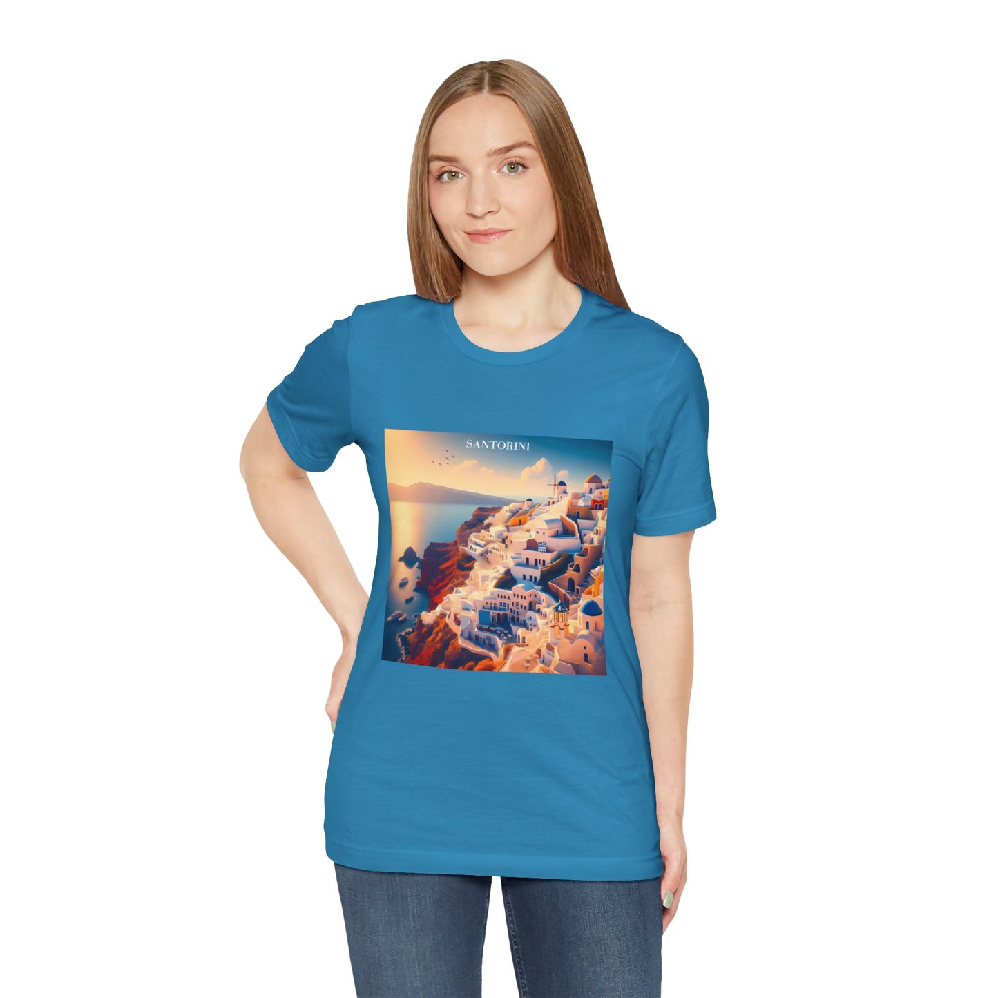 Santorini Sunset Disney Pixar Style Jersey Short Sleeve Tee