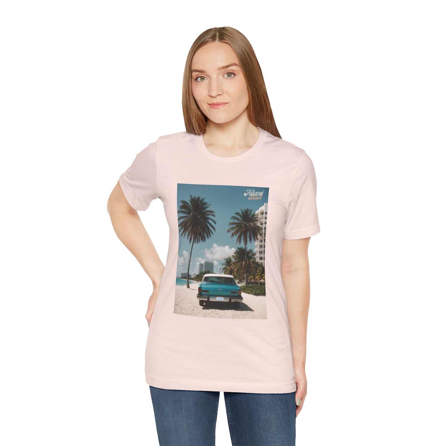 Vintage Car Miami Beach Jersey Short Sleeve Tee