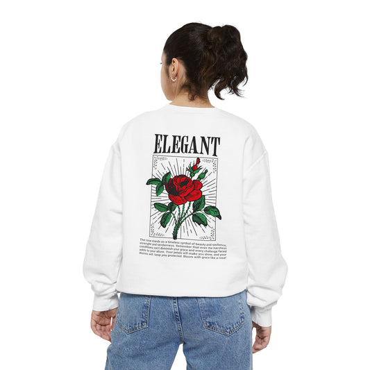 Elegant Rose Garment-Dyed Sweatshirt