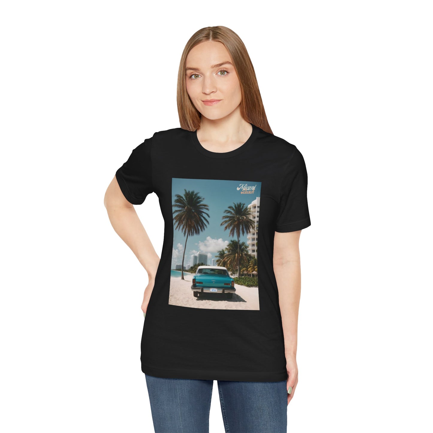 Vintage Car Miami Beach Jersey Short Sleeve Tee