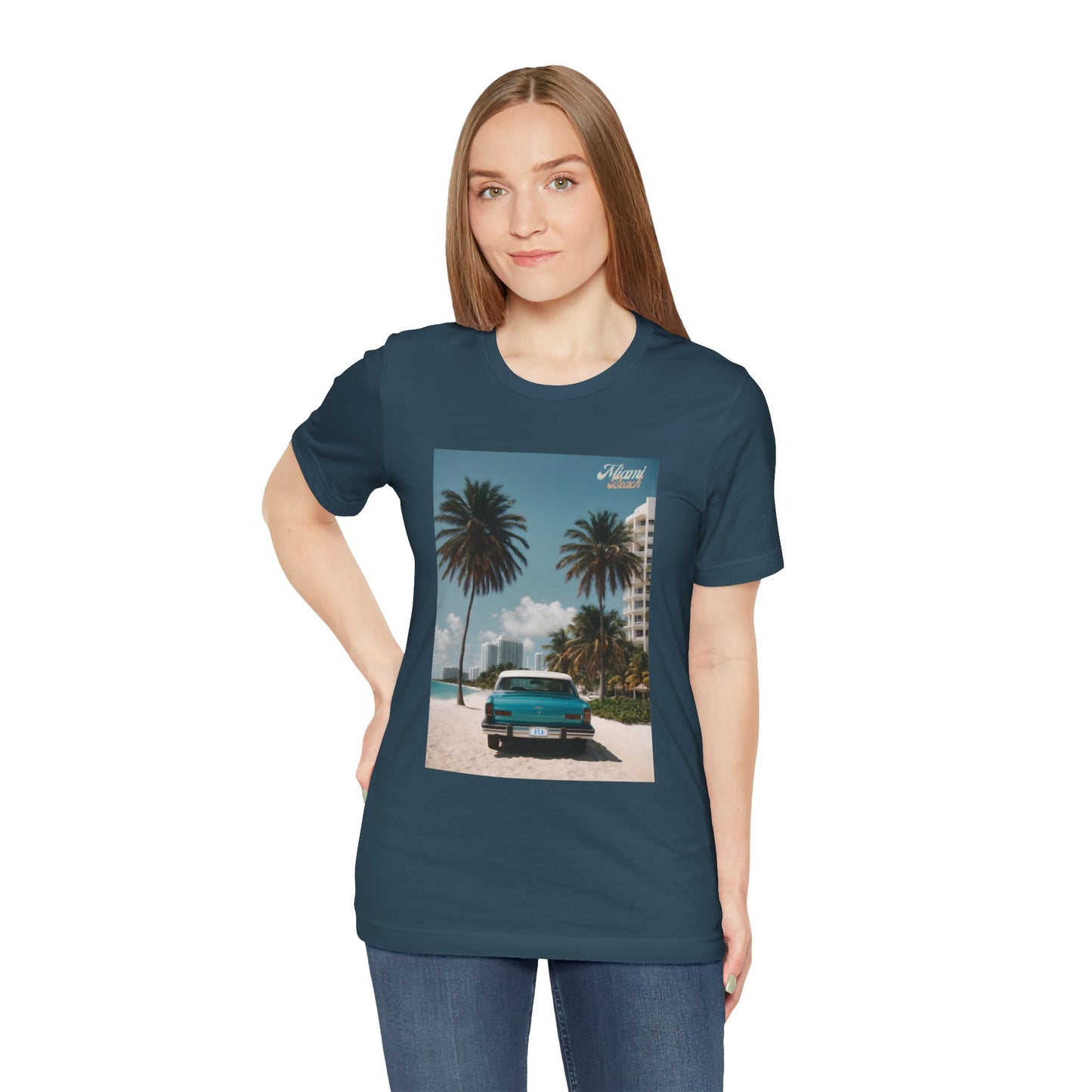 Vintage Car Miami Beach Jersey Short Sleeve Tee