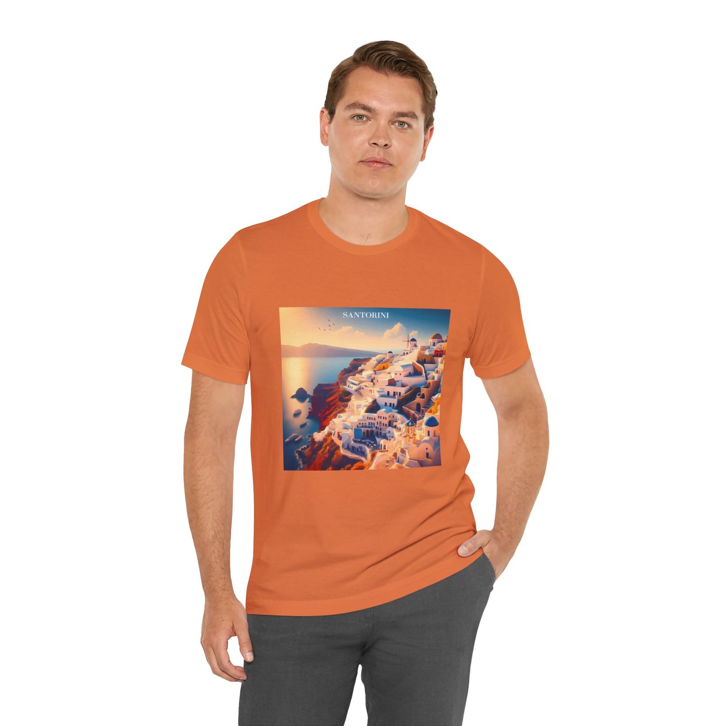 Santorini Sunset Disney Pixar Style Jersey Short Sleeve Tee