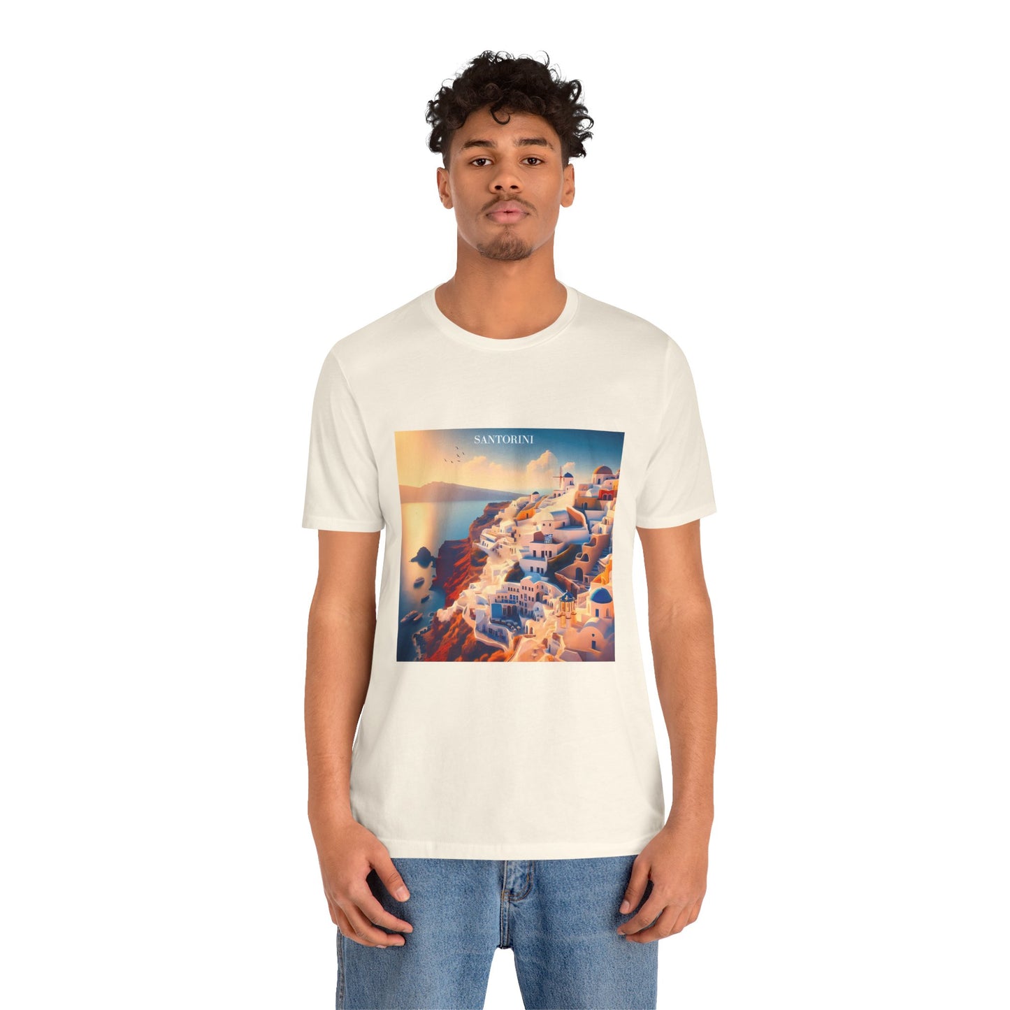 Santorini Sunset Disney Pixar Style Jersey Short Sleeve Tee