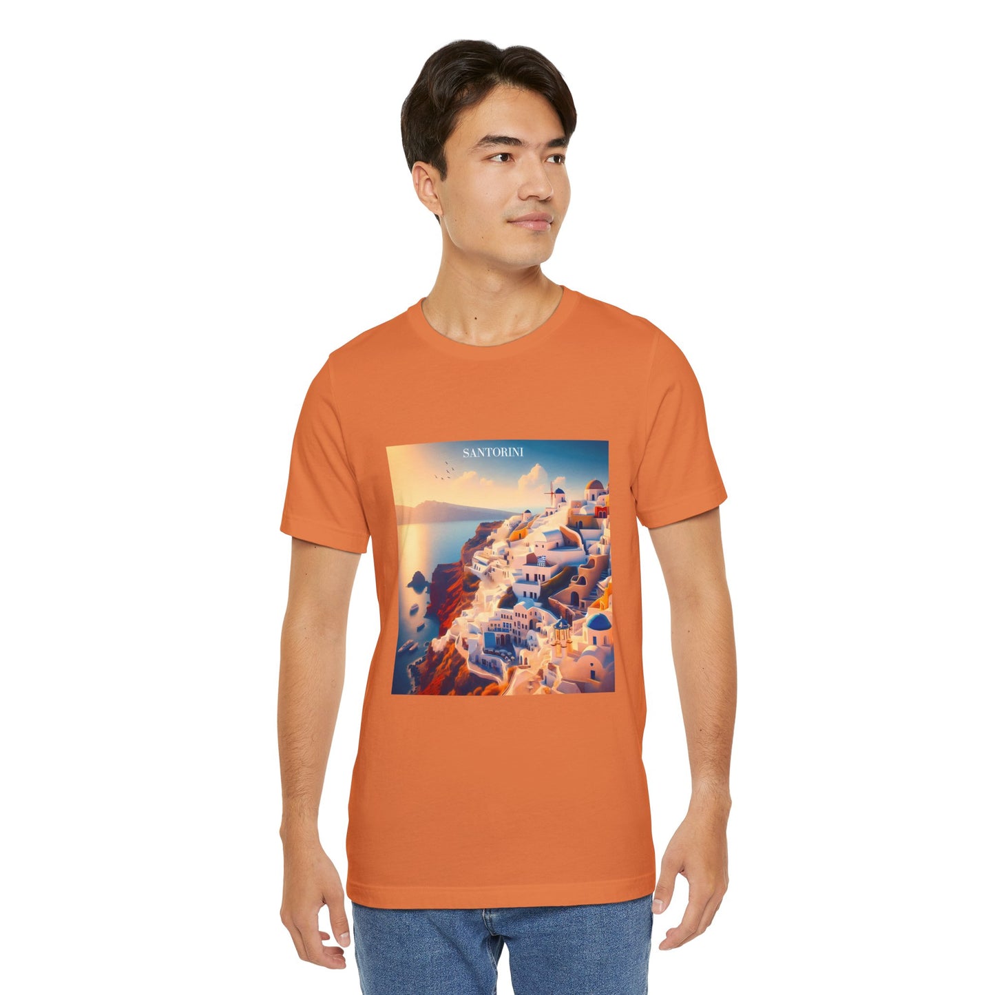 Santorini Sunset Disney Pixar Style Jersey Short Sleeve Tee