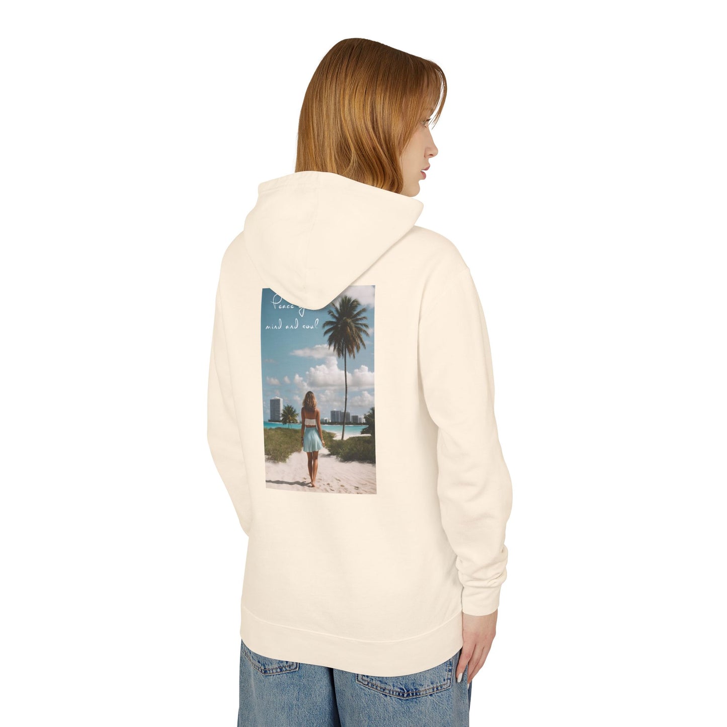 Peace Of Mind And Soul Lightweight Hooded Sweatshirt