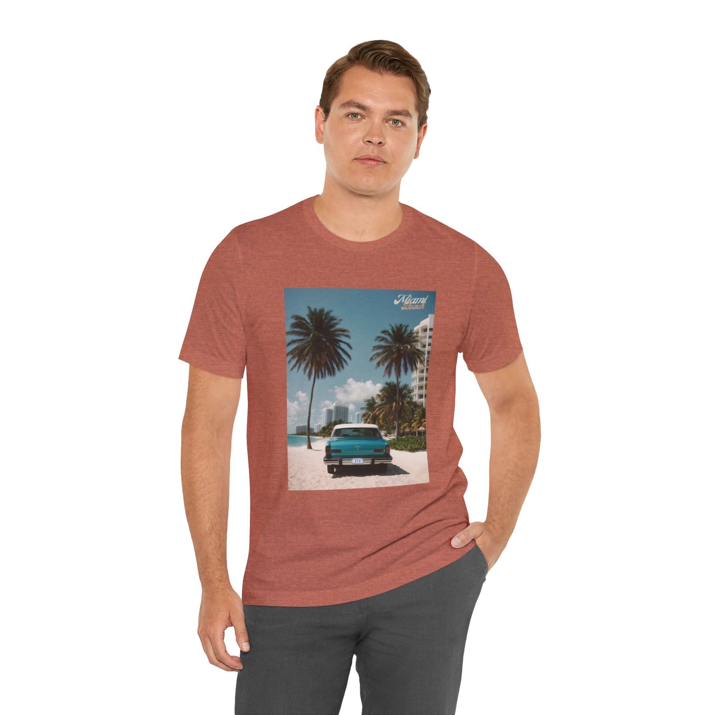 Vintage Car On The Beach Jersey Short Sleeve Tee