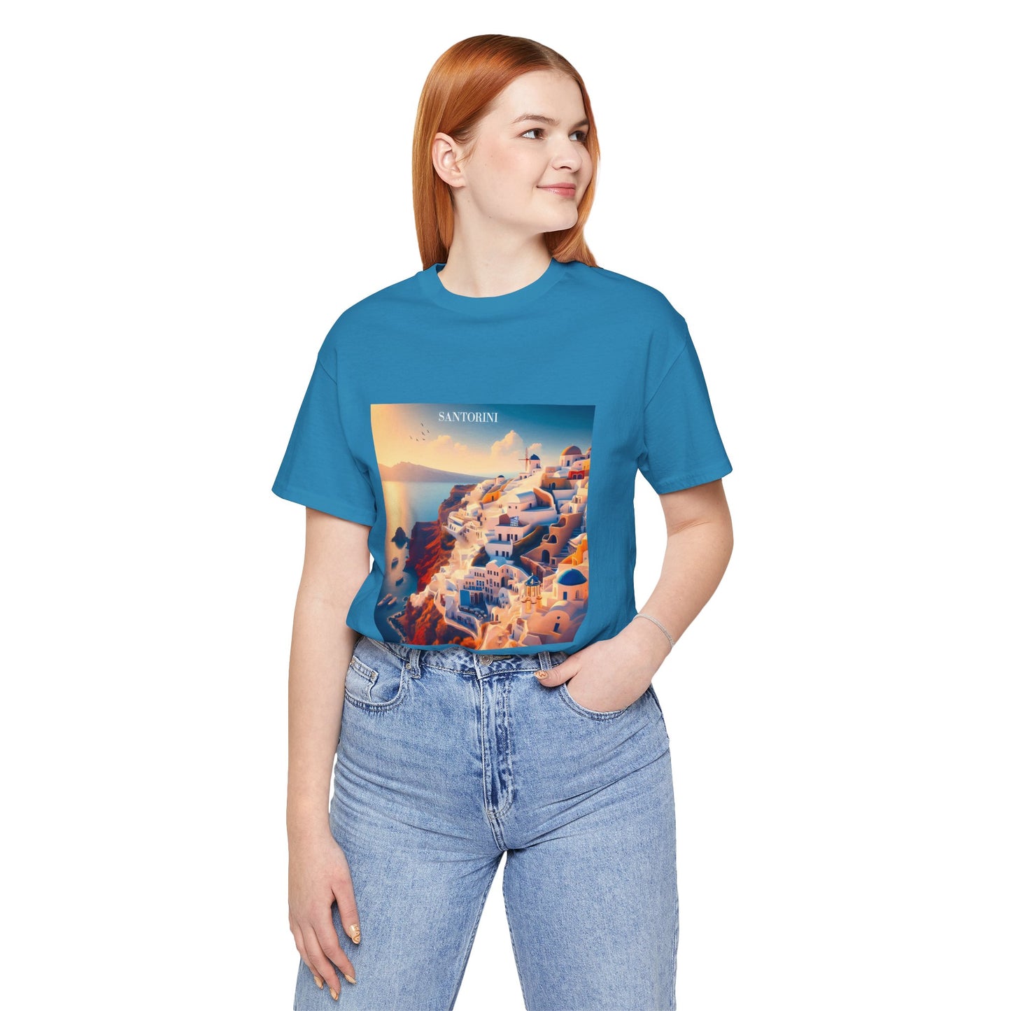 Santorini Sunset Disney Pixar Style Jersey Short Sleeve Tee