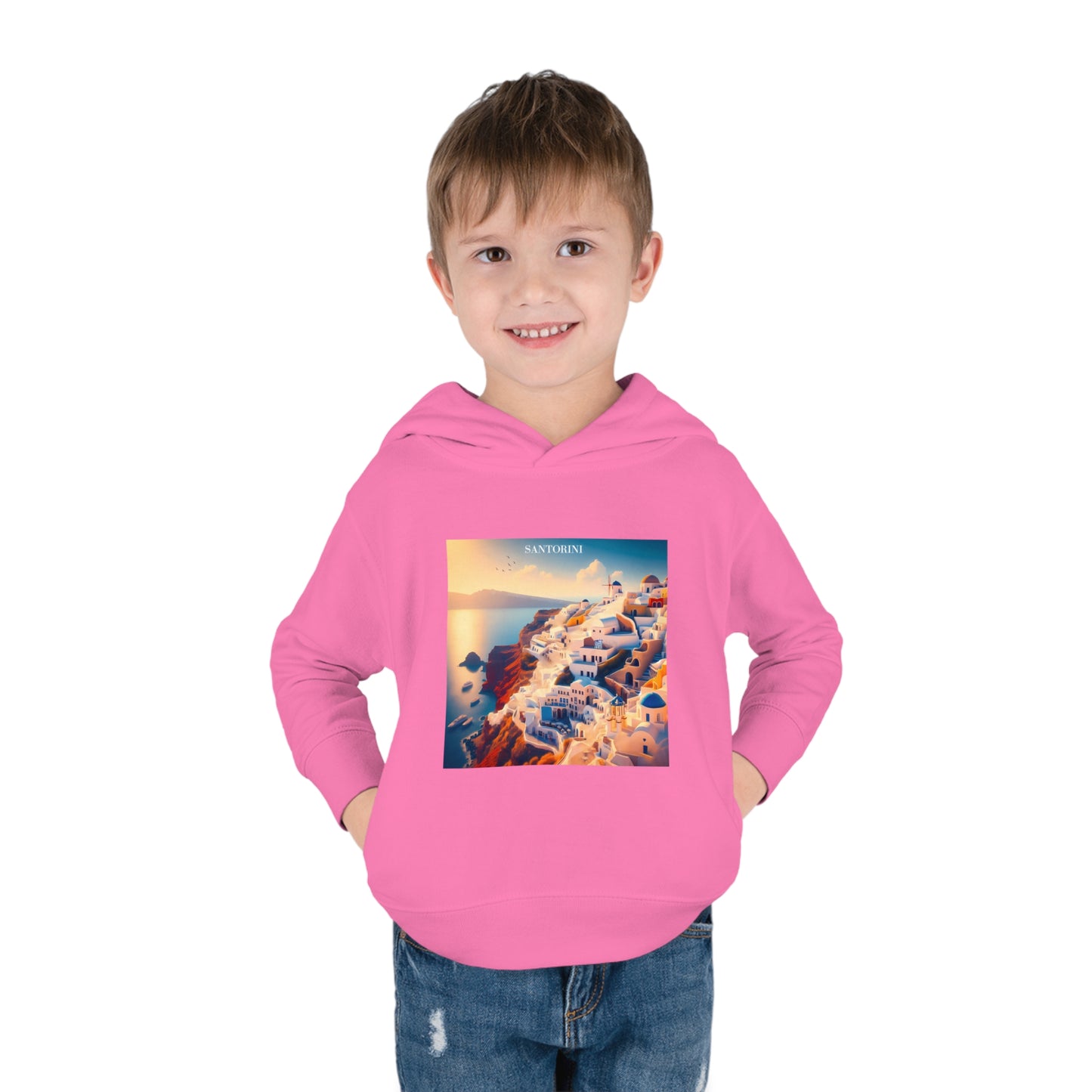 Santorini Sunset Disney Pixar Style Pullover Fleece Hoodie