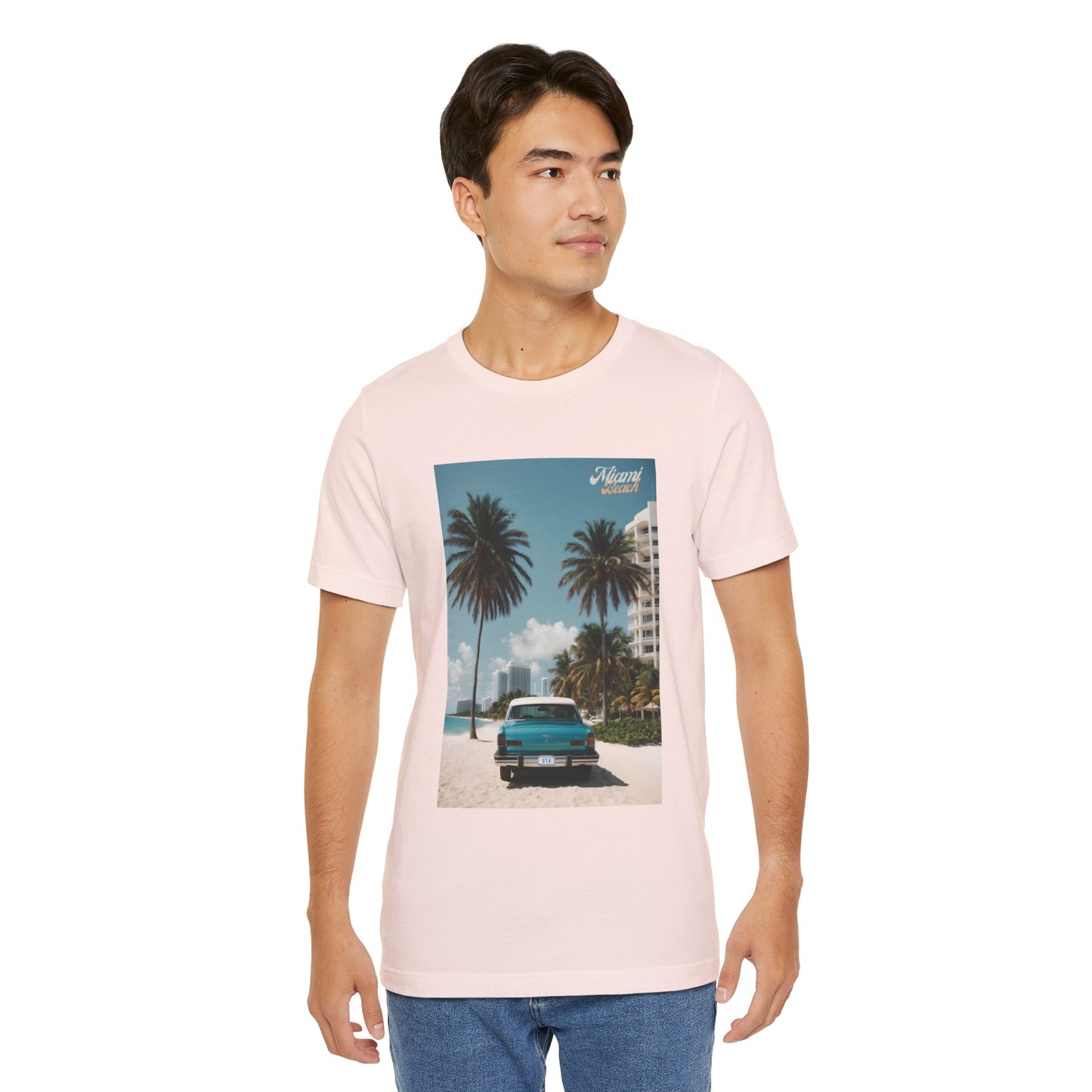 Vintage Car On The Beach Jersey Short Sleeve Tee