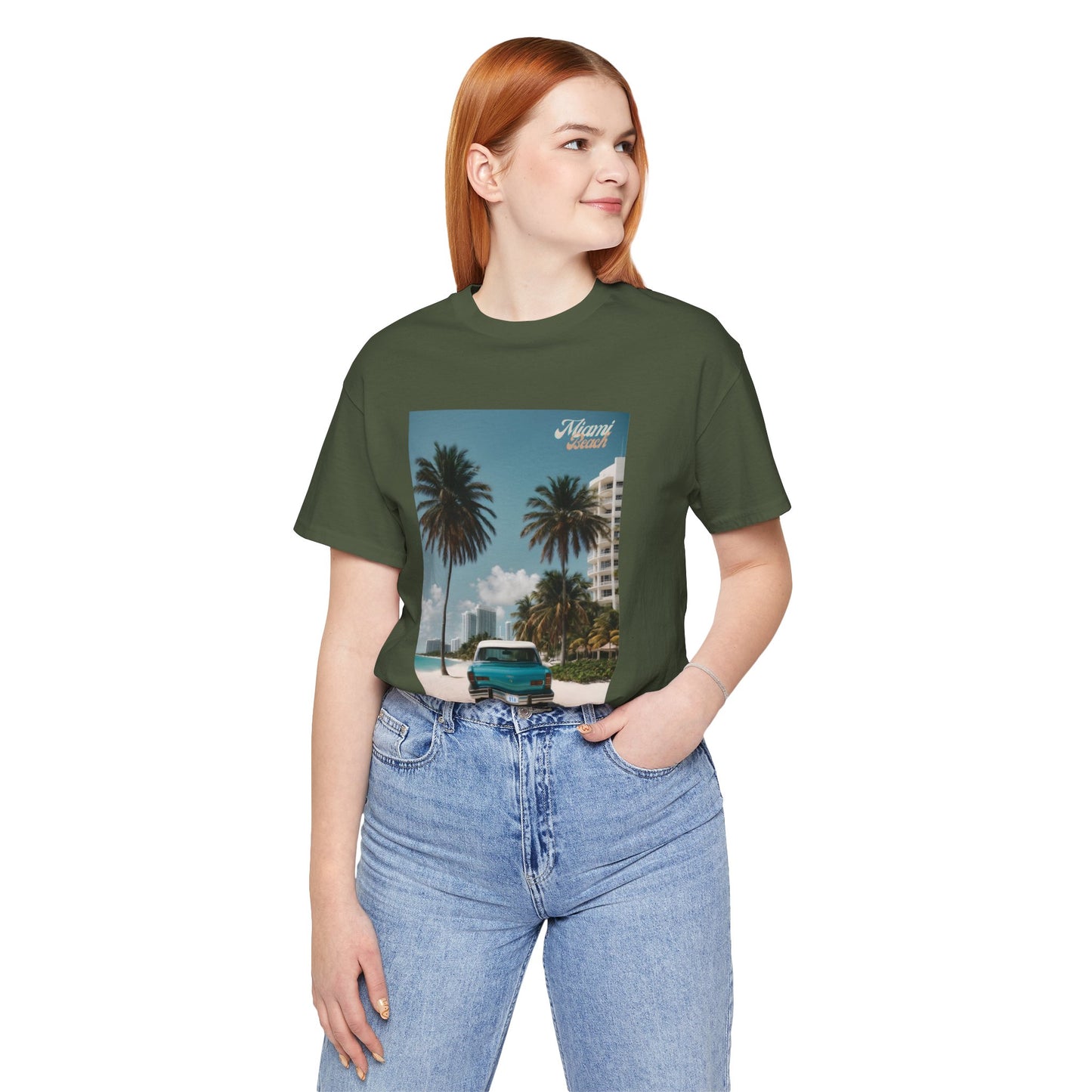 Vintage Car Miami Beach Jersey Short Sleeve Tee