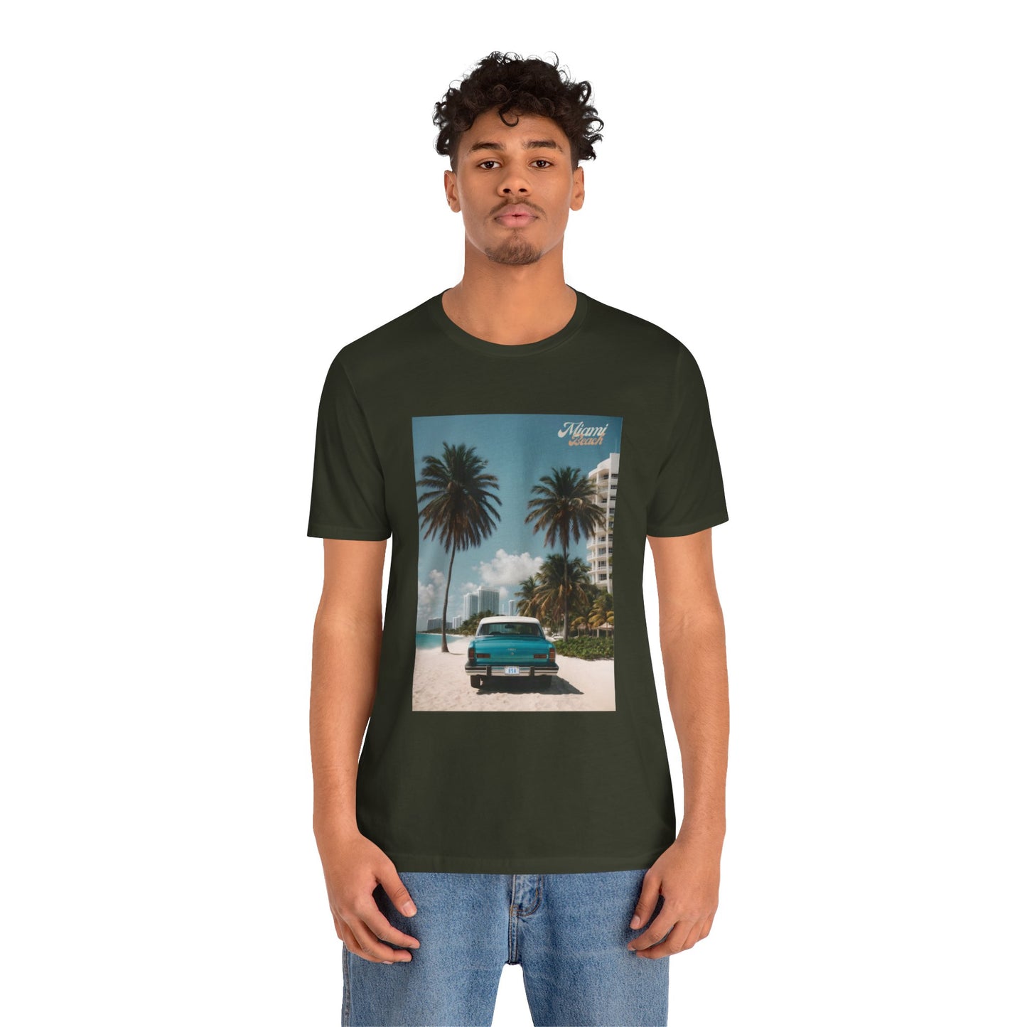 Vintage Car On The Beach Jersey Short Sleeve Tee