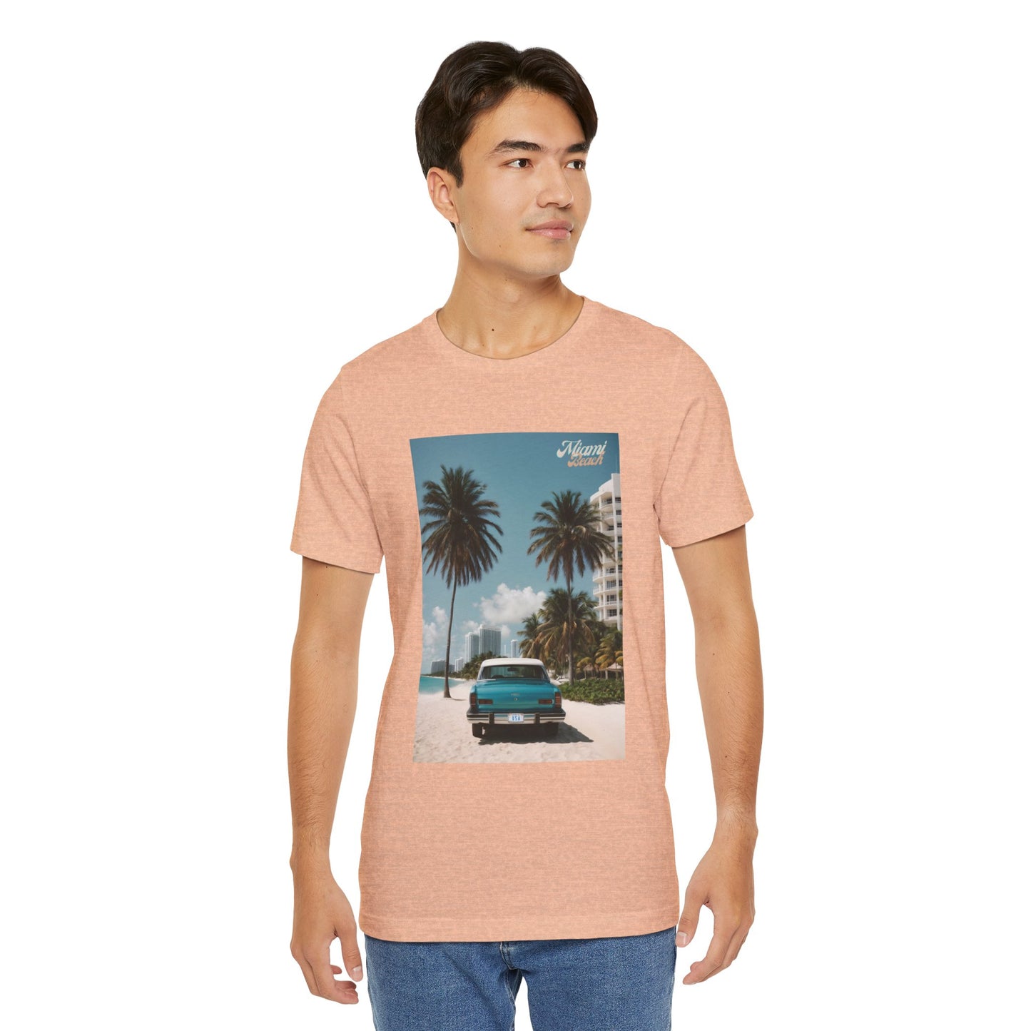 Vintage Car On The Beach Jersey Short Sleeve Tee