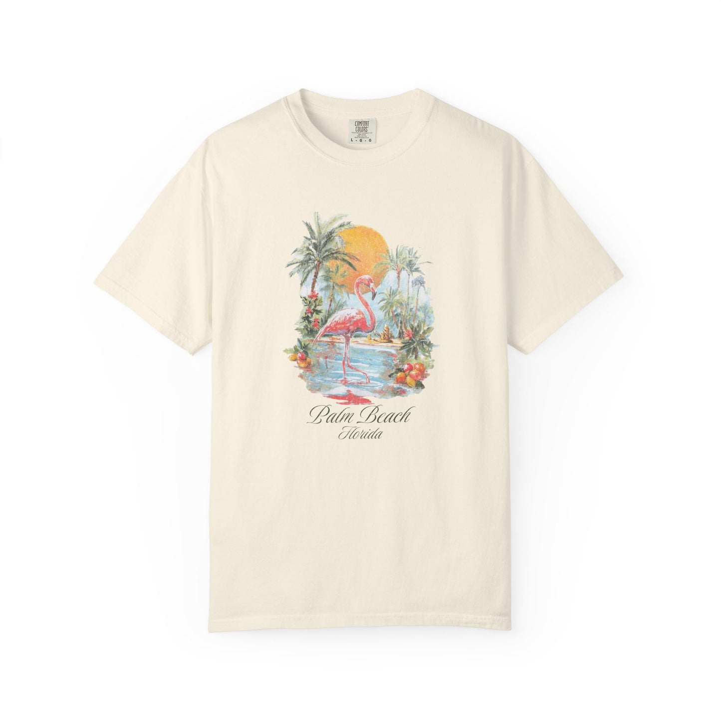 Palm Beach Florida Flamingo Retro Graphic T-Shirt