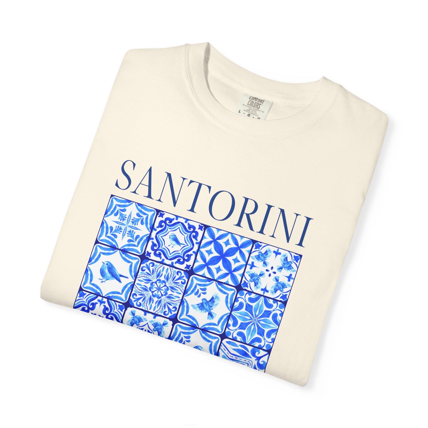 Santorini Vintage Mosaic Graphic T-Shirt - Greece Travel Tee