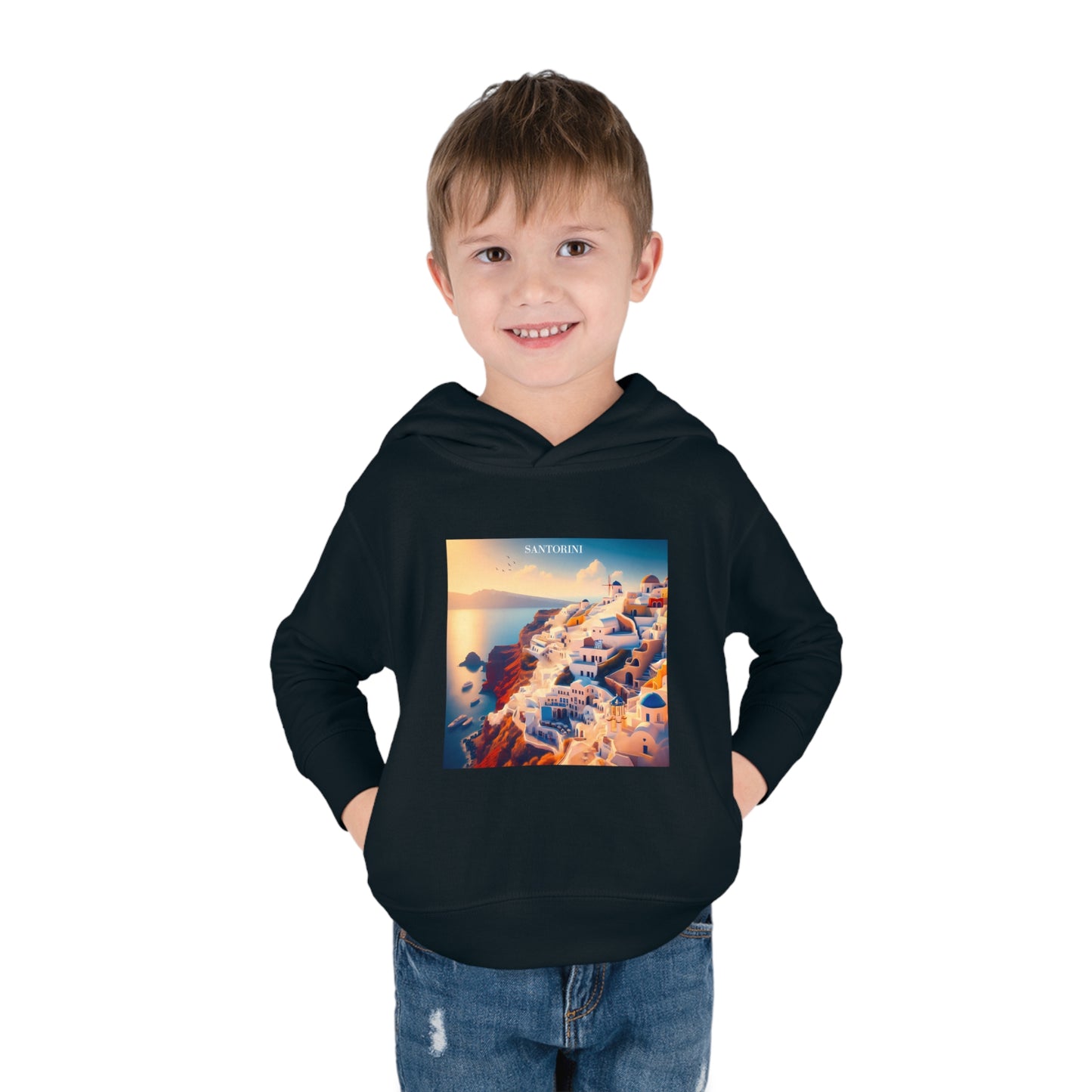 Santorini Sunset Disney Pixar Style Pullover Fleece Hoodie