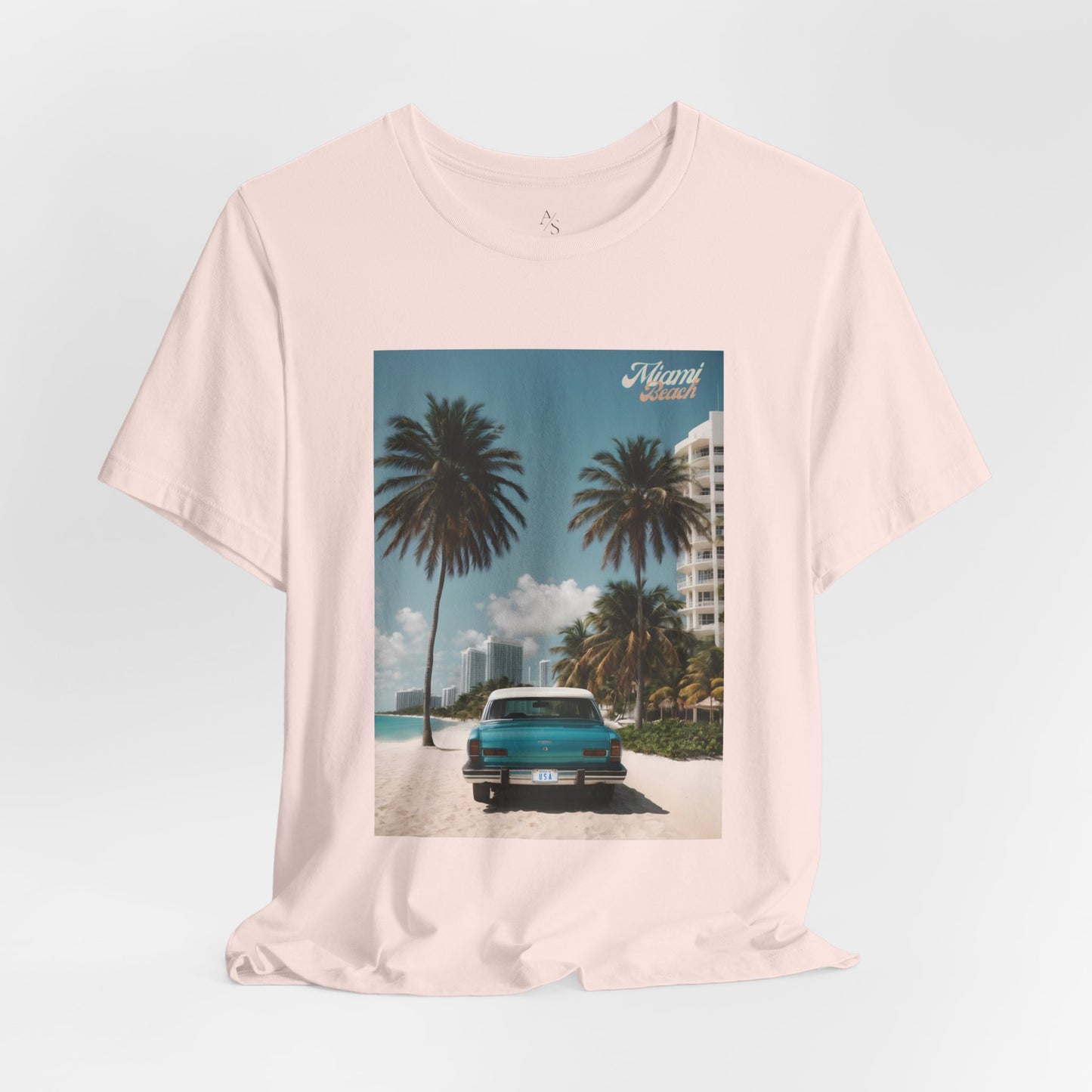 Vintage Car Miami Beach Jersey Short Sleeve Tee