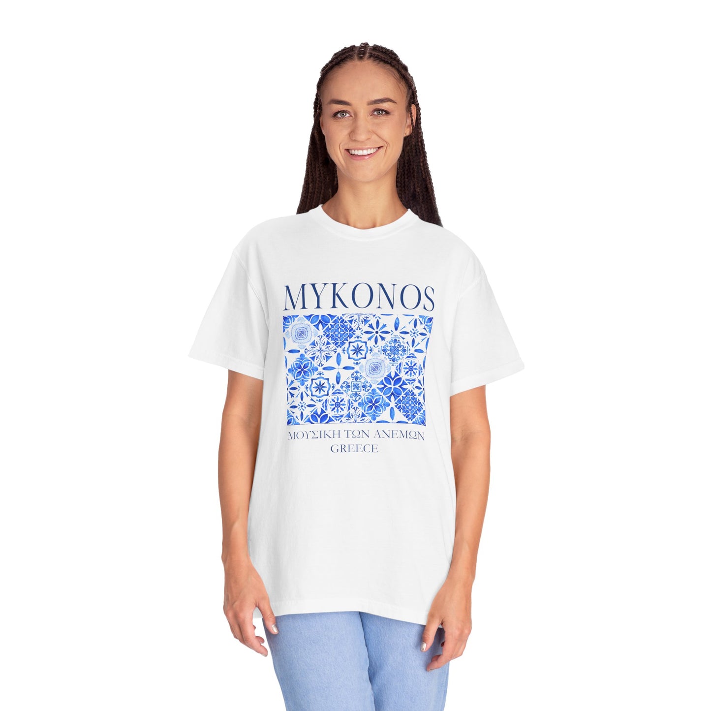 Mykonos Vintage Mosaic Graphic T-Shirt - Greece Travel Tee