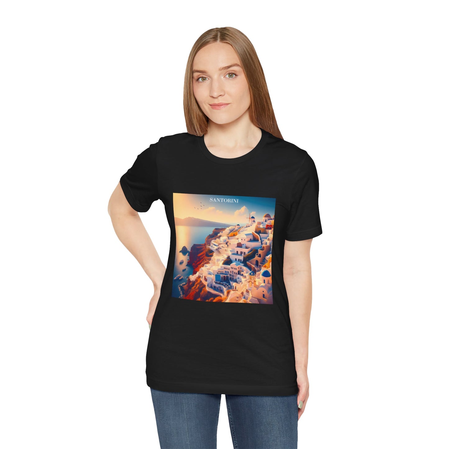 Santorini Sunset Disney Pixar Style Jersey Short Sleeve Tee