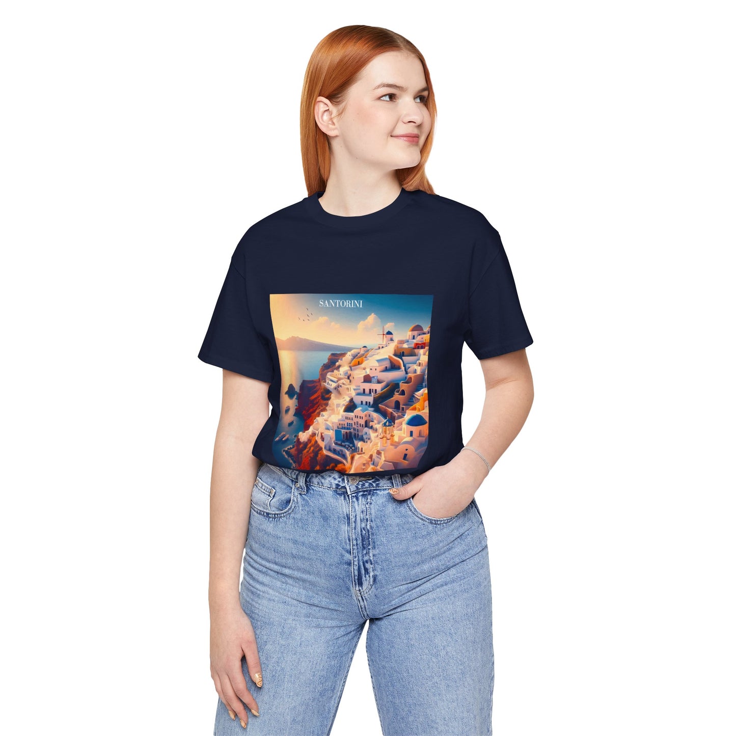 Santorini Sunset Disney Pixar Style Jersey Short Sleeve Tee