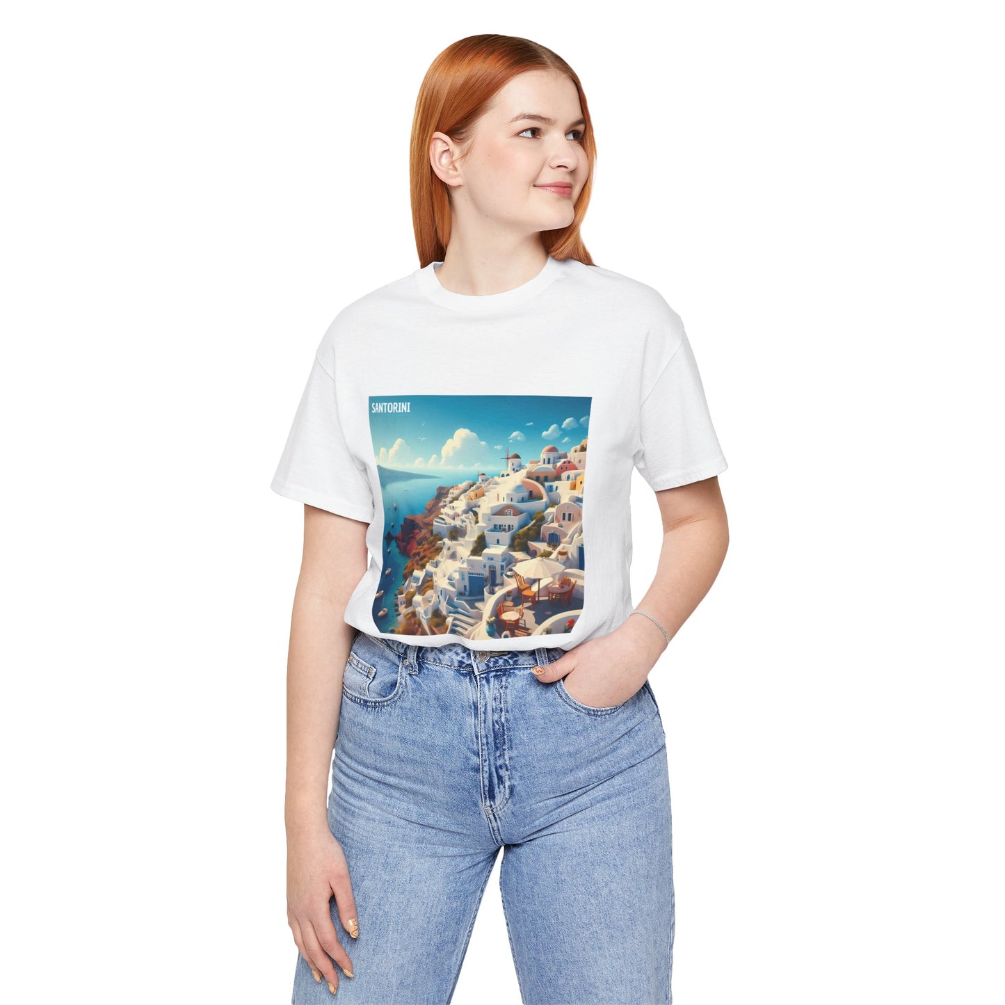 Santorini Oia Disney Pixar Style Jersey Short Sleeve Tee