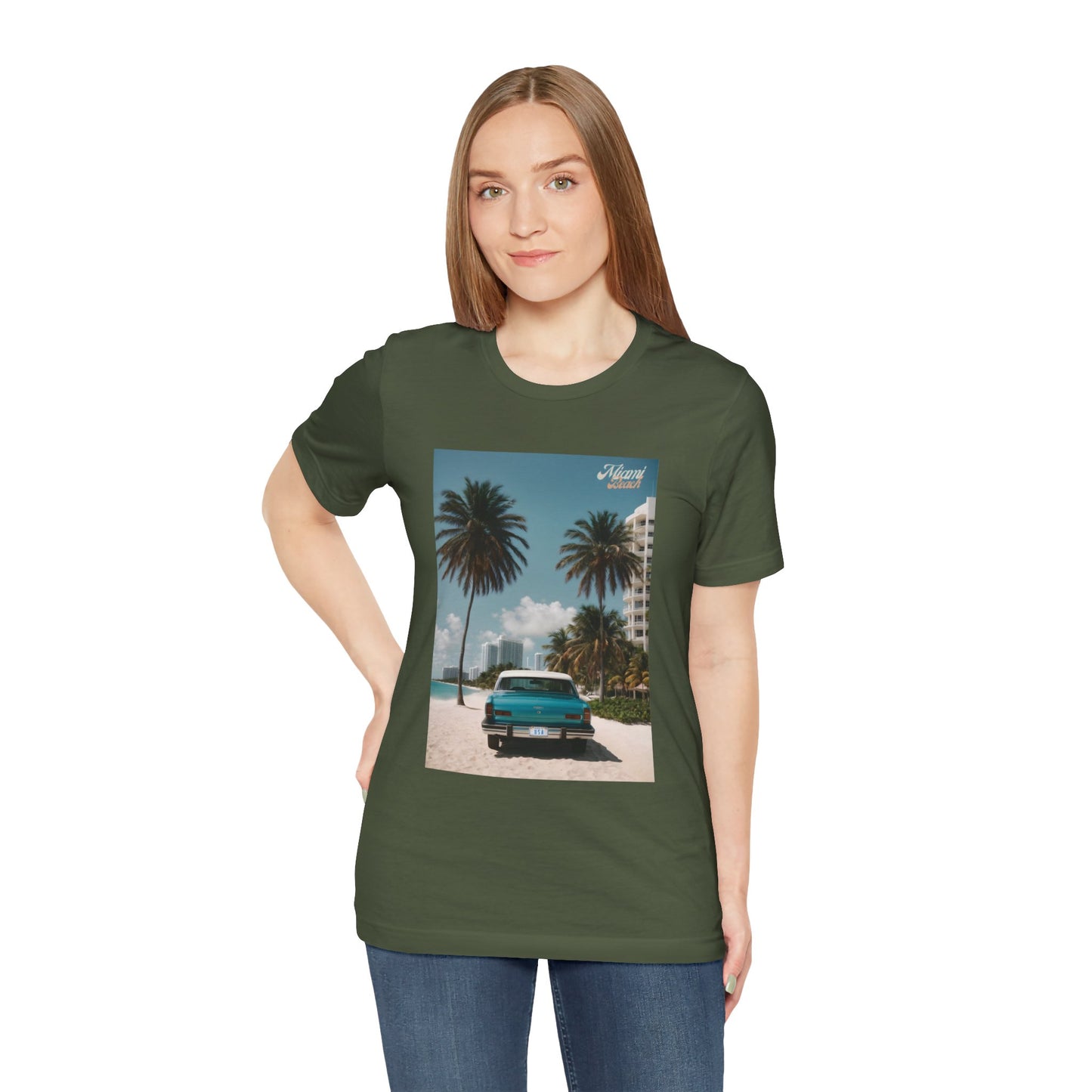 Vintage Car Miami Beach Jersey Short Sleeve Tee