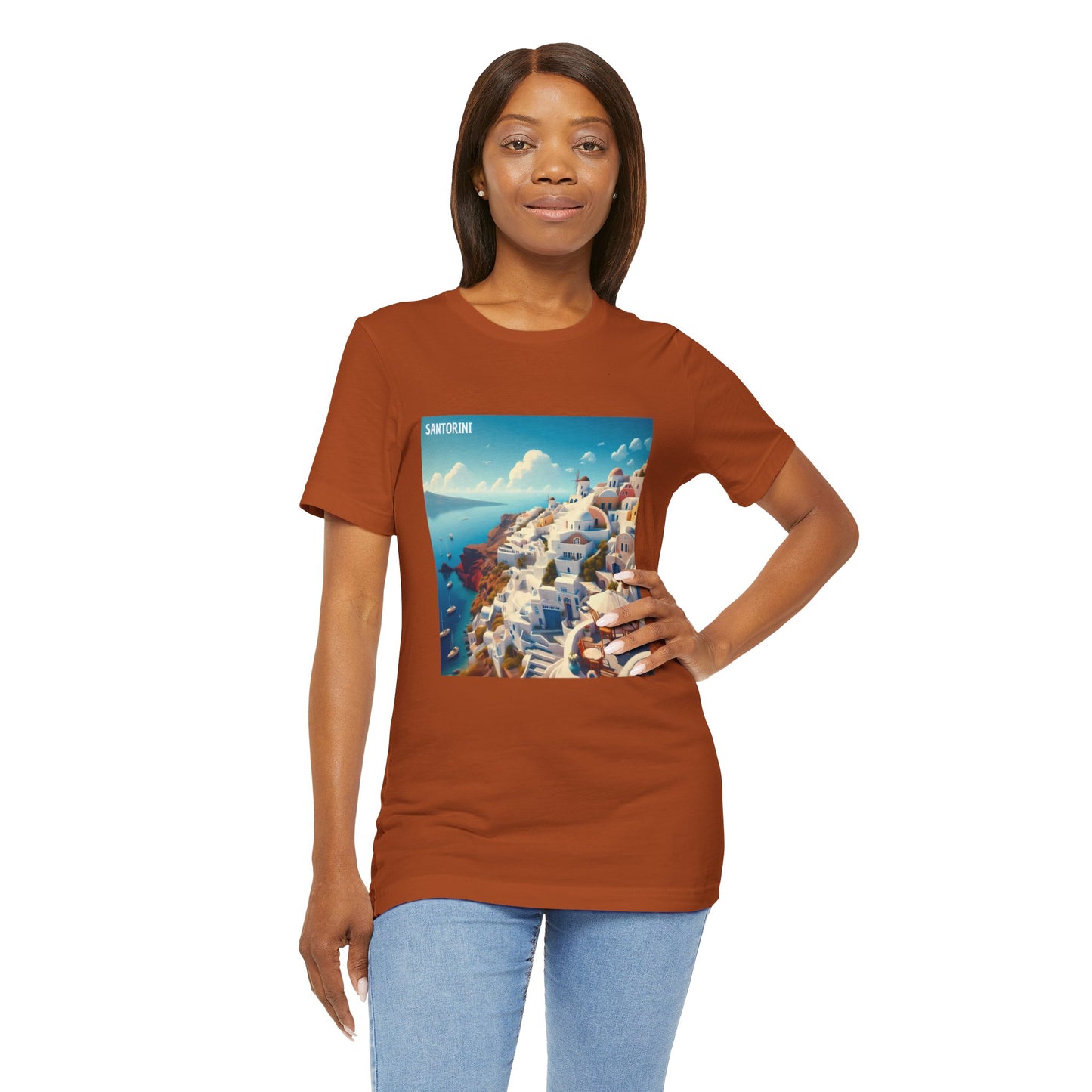 Santorini Oia Disney Pixar Style Jersey Short Sleeve Tee