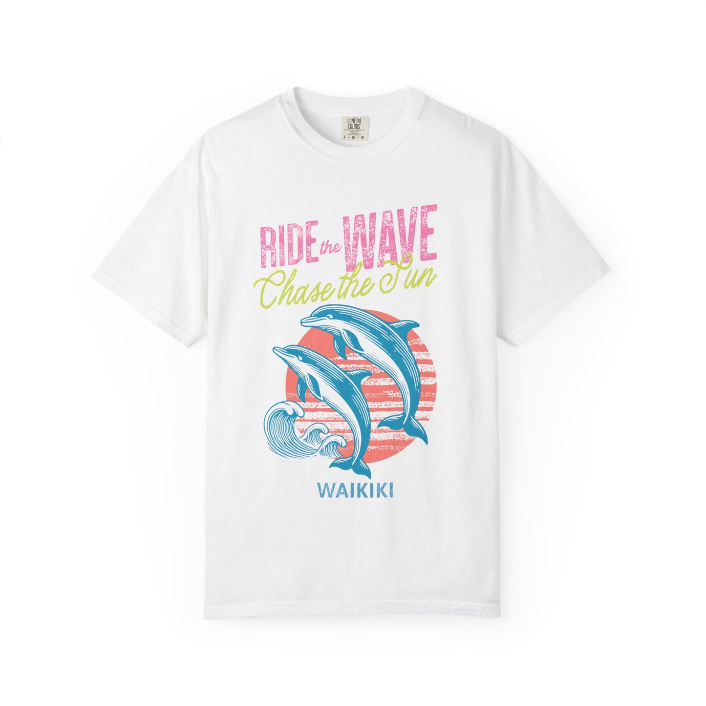 Waikiki Hawaii Surfing Dolphins Graphic T-Shirt