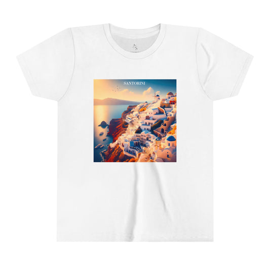 Santorini Sunset Disney Pixar Style Youth Short Sleeve Tee