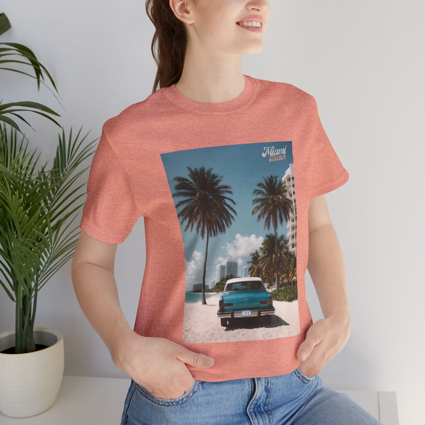 Vintage Car Miami Beach Jersey Short Sleeve Tee