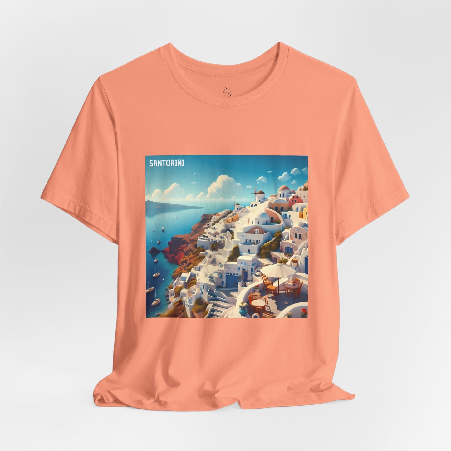 Santorini Oia Disney Pixar Style Jersey Short Sleeve Tee