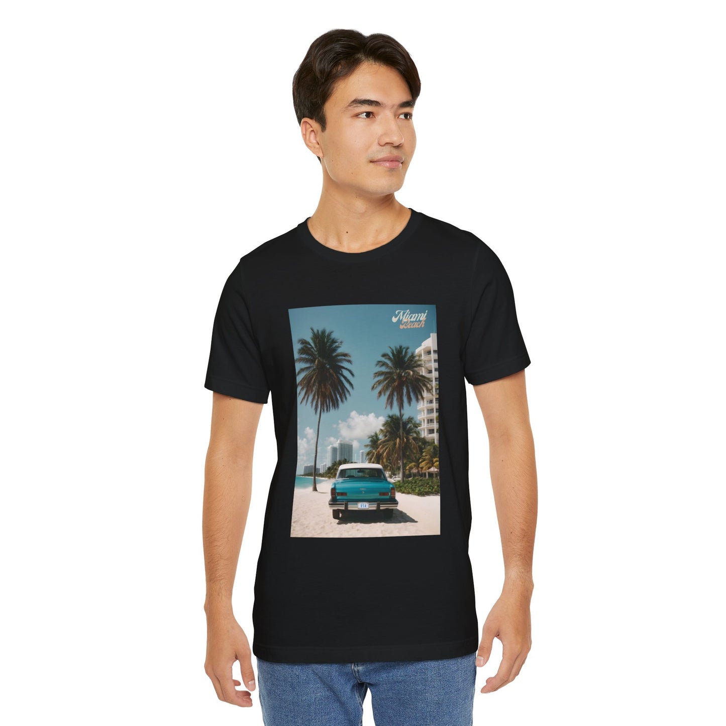 Vintage Car On The Beach Jersey Short Sleeve Tee