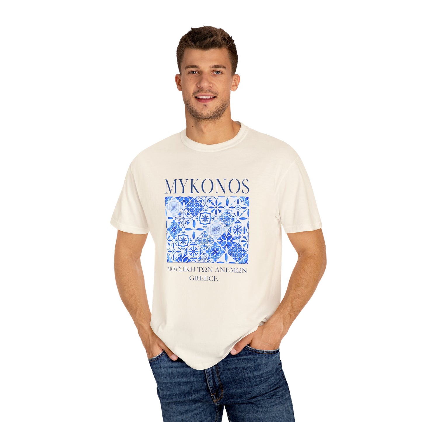 Mykonos Vintage Mosaic Graphic T-Shirt - Greece Travel Tee