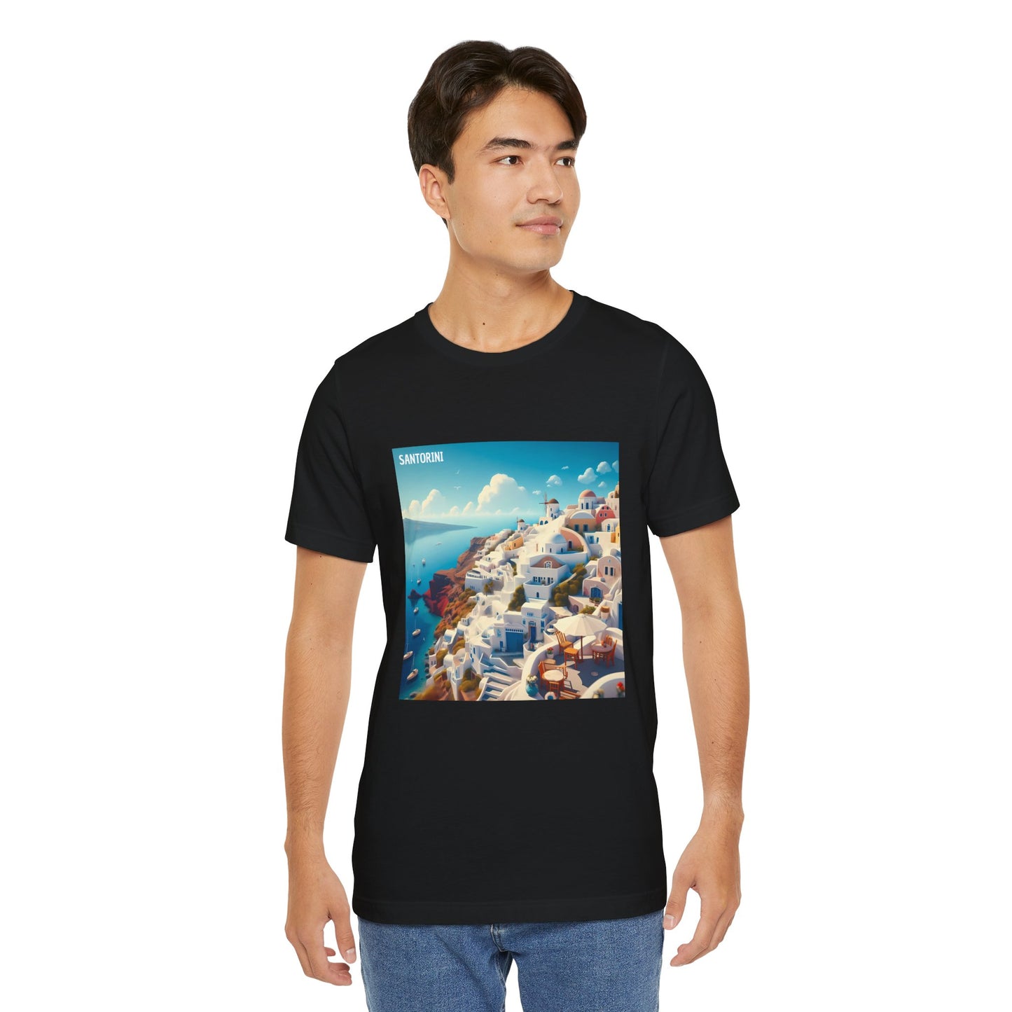 Santorini Oia Disney Pixar Style Jersey Short Sleeve Tee