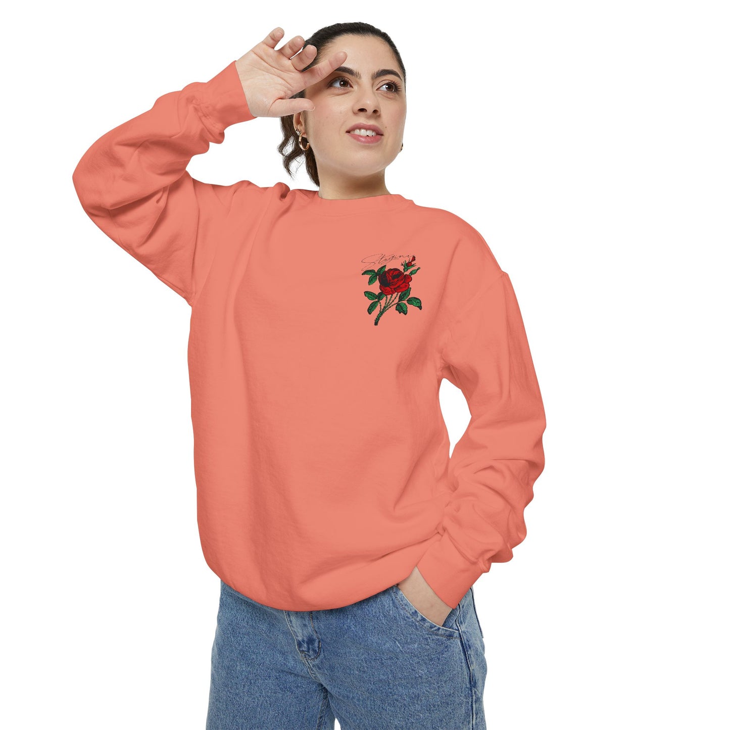 Elegant Rose Garment-Dyed Sweatshirt