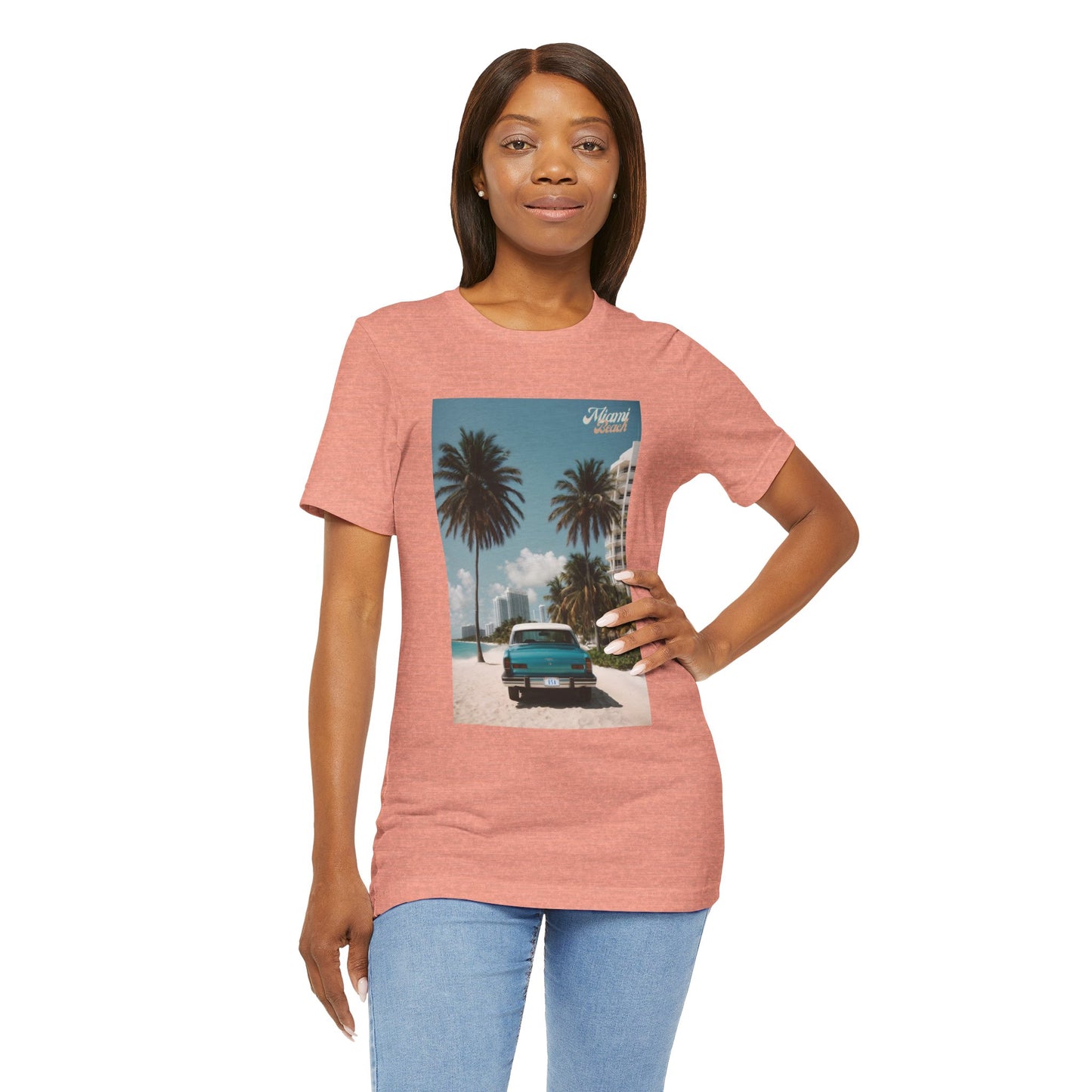 Vintage Car Miami Beach Jersey Short Sleeve Tee