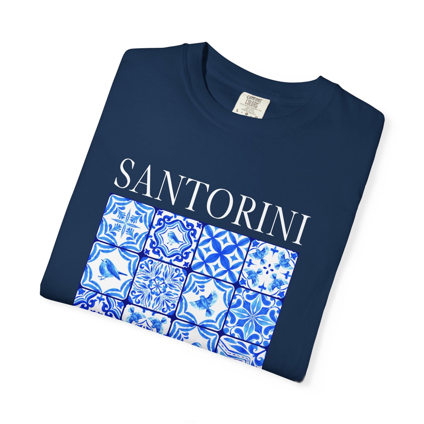 Santorini Vintage Mosaic Graphic T-Shirt - Greece Travel Tee