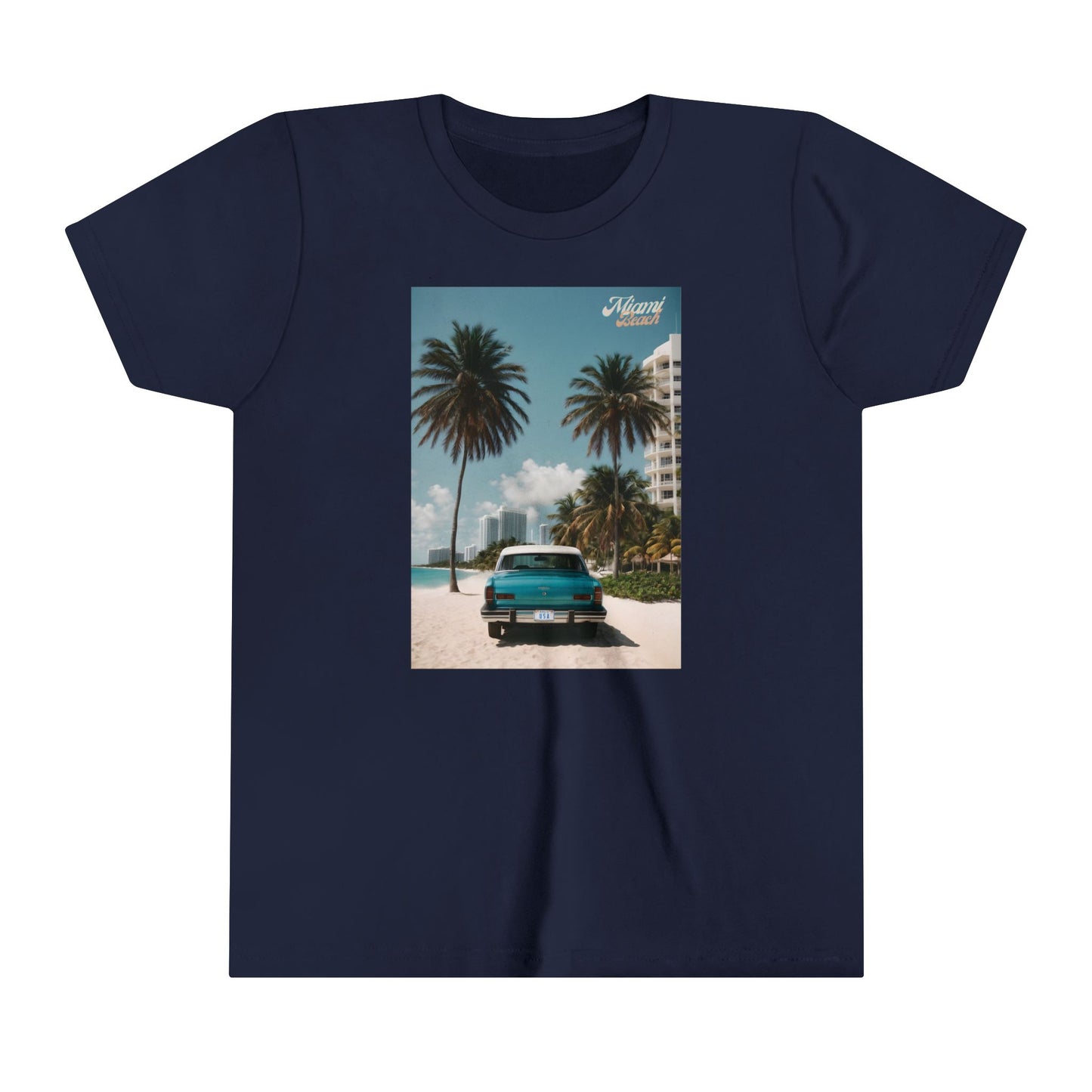 Vintage Car On The Beach Youth Short Sleeve Tee