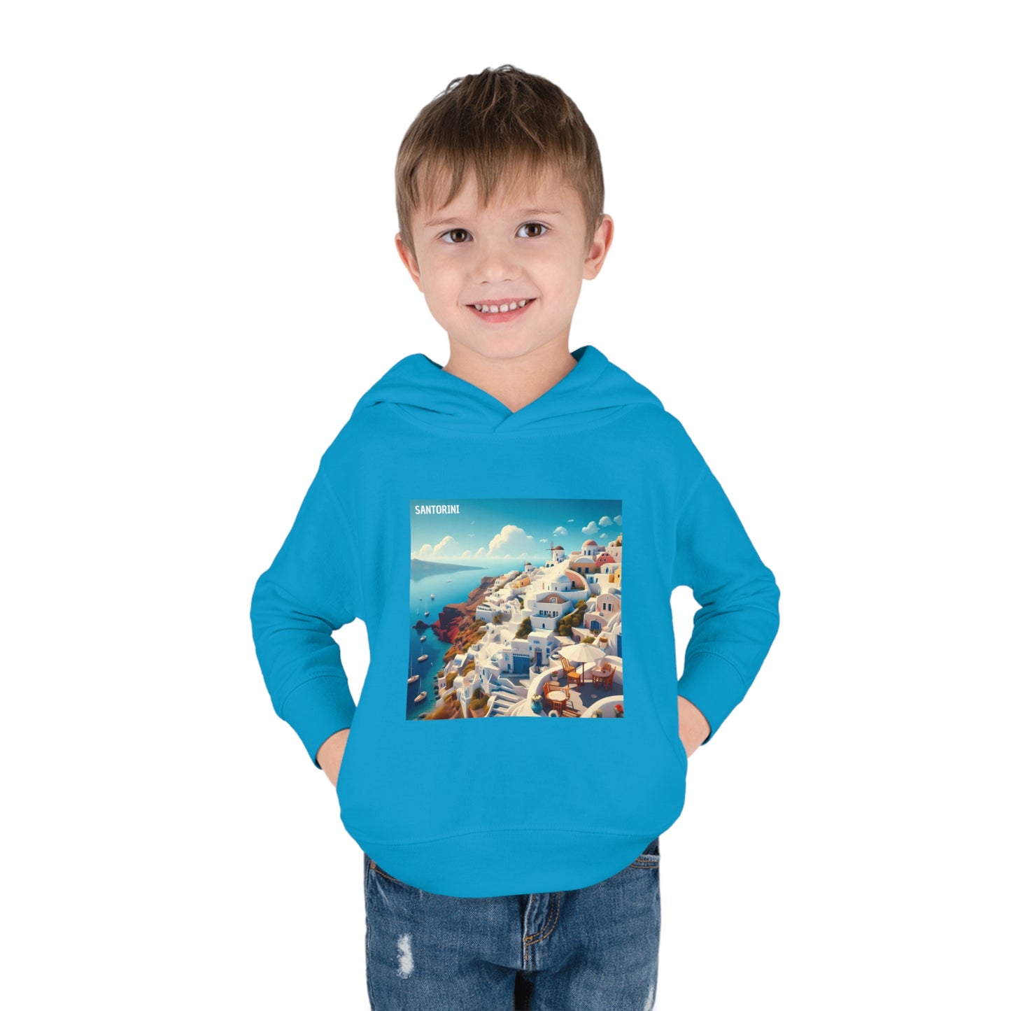 Santorini Oia Disney Pixar Style Toddler Pullover Fleece Hoodie