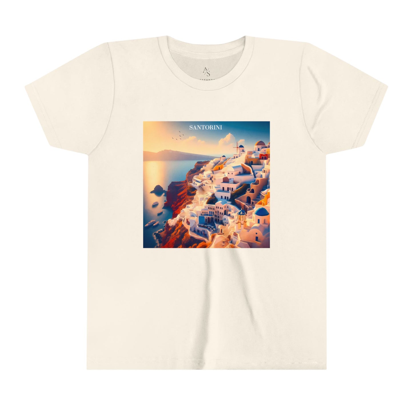 Santorini Sunset Disney Pixar Style Youth Short Sleeve Tee