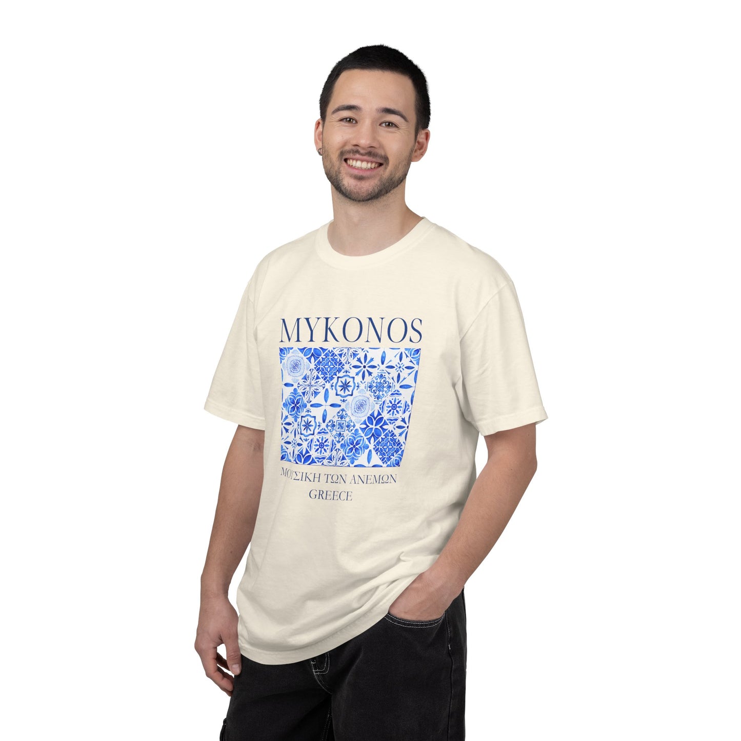 Mykonos Vintage Mosaic Graphic T-Shirt - Greece Travel Tee