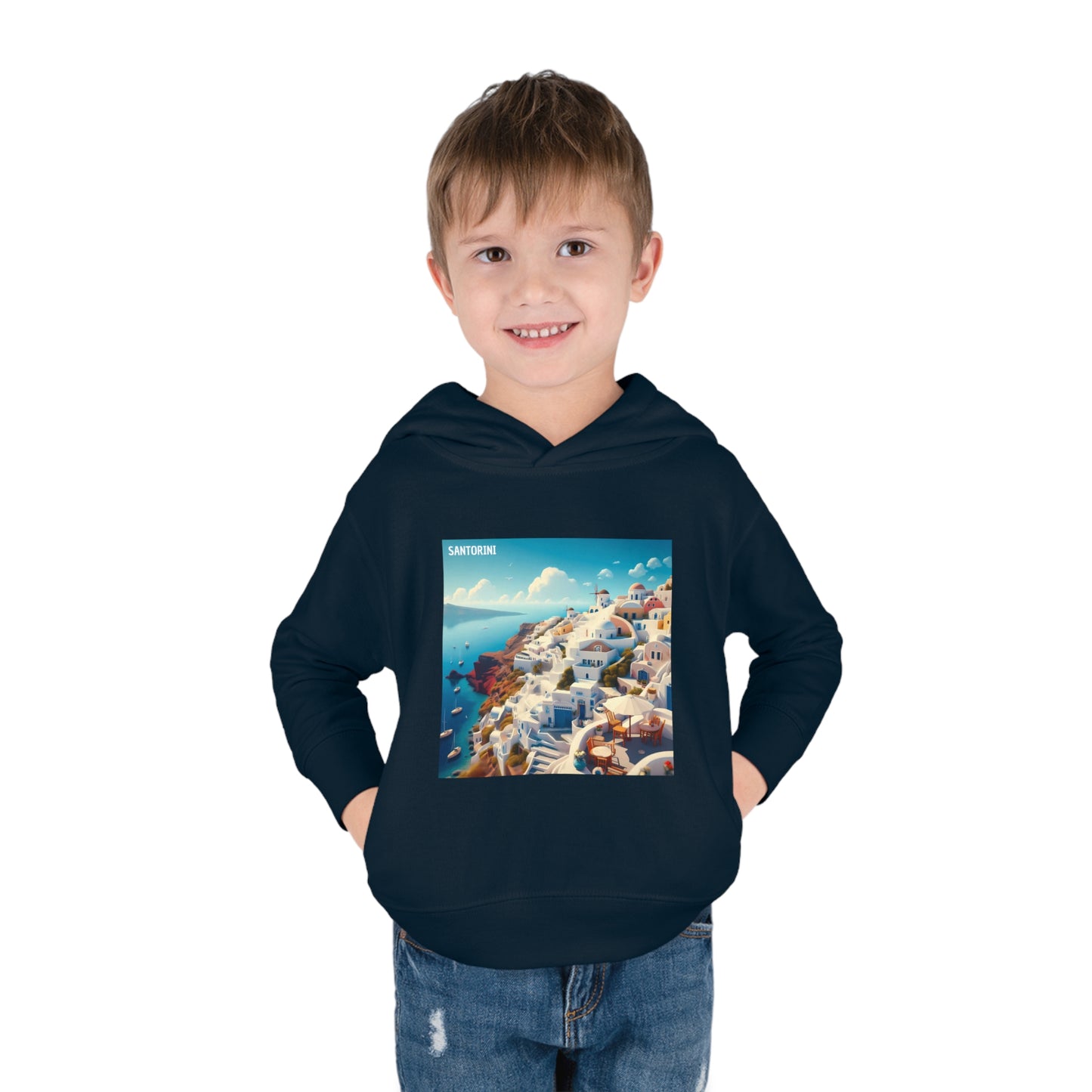 Santorini Oia Disney Pixar Style Toddler Pullover Fleece Hoodie