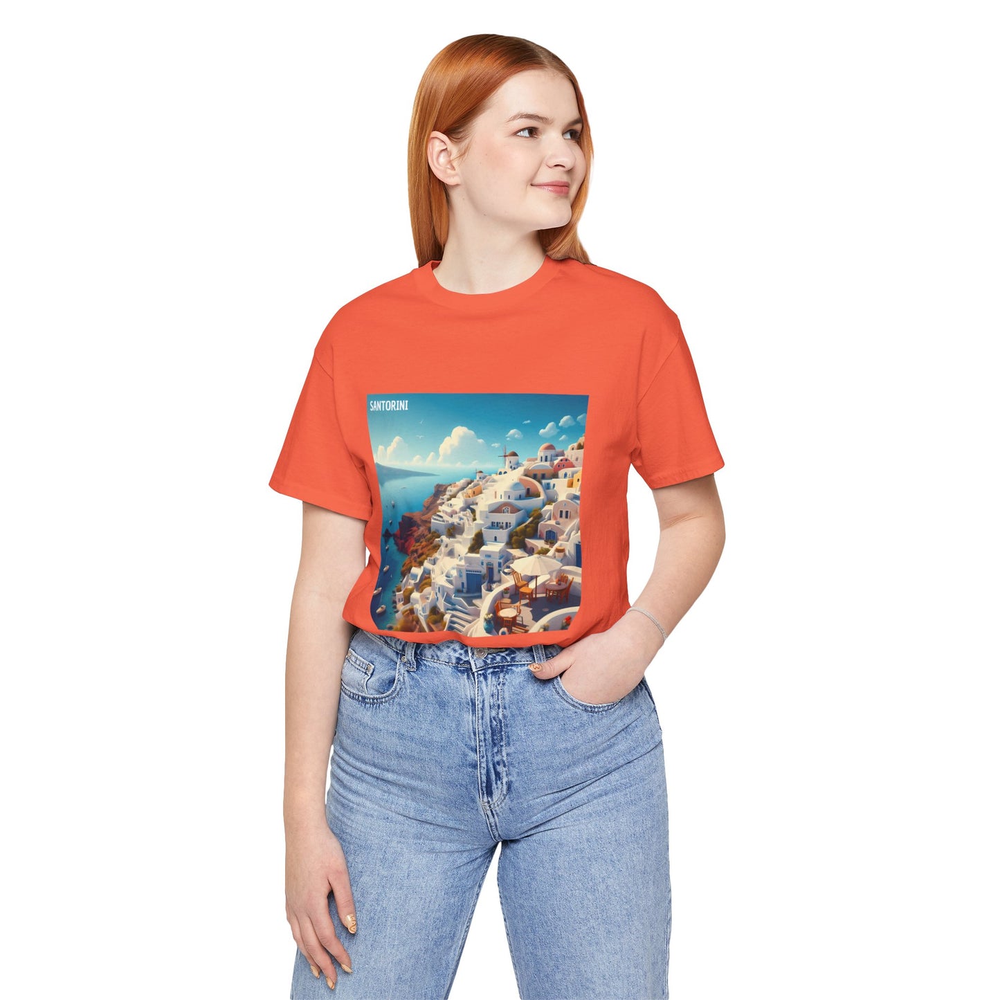 Santorini Oia Disney Pixar Style Jersey Short Sleeve Tee