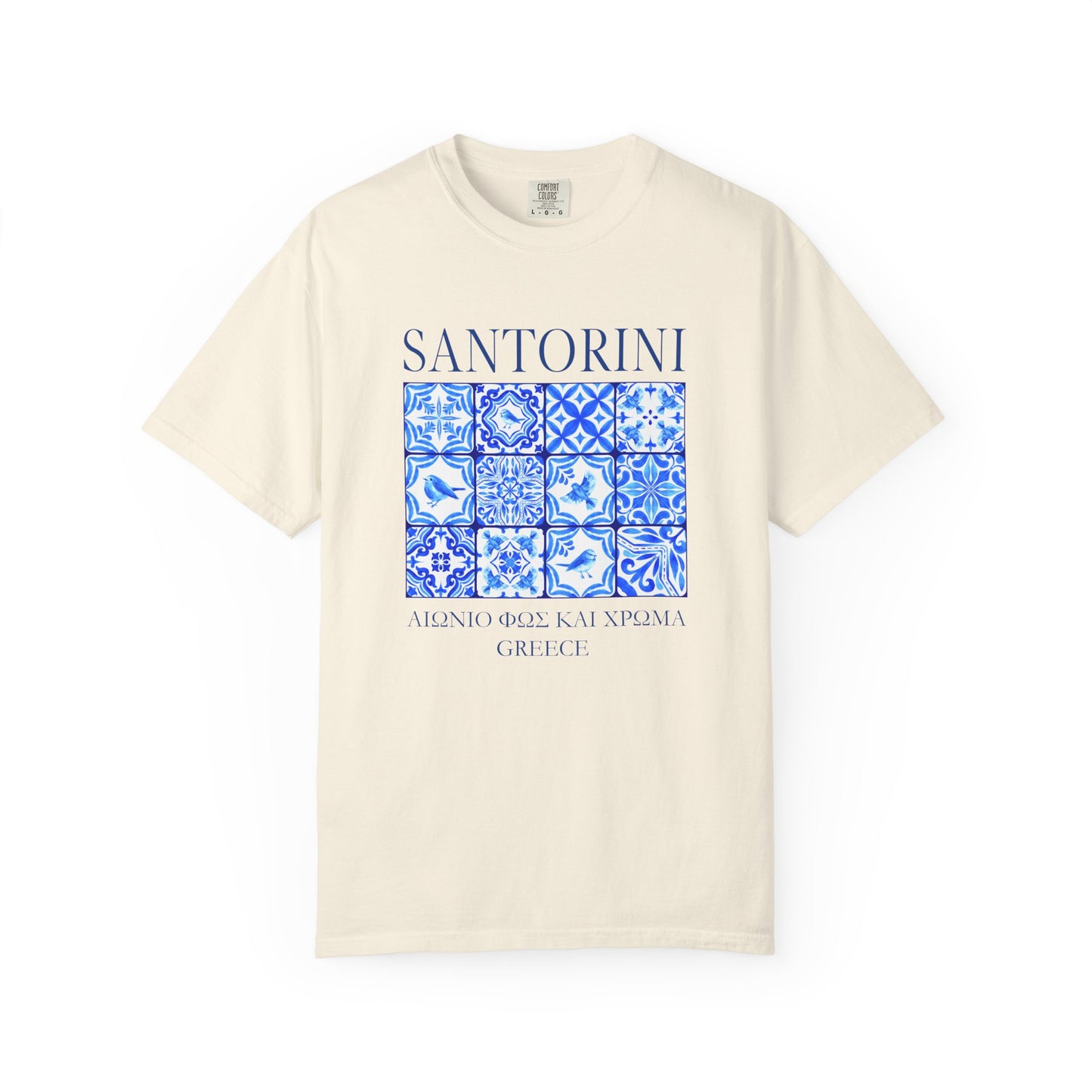 Santorini Vintage Mosaic Graphic T-Shirt - Greece Travel Tee