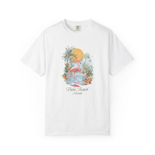 Palm Beach Florida Flamingo Retro Graphic T-Shirt