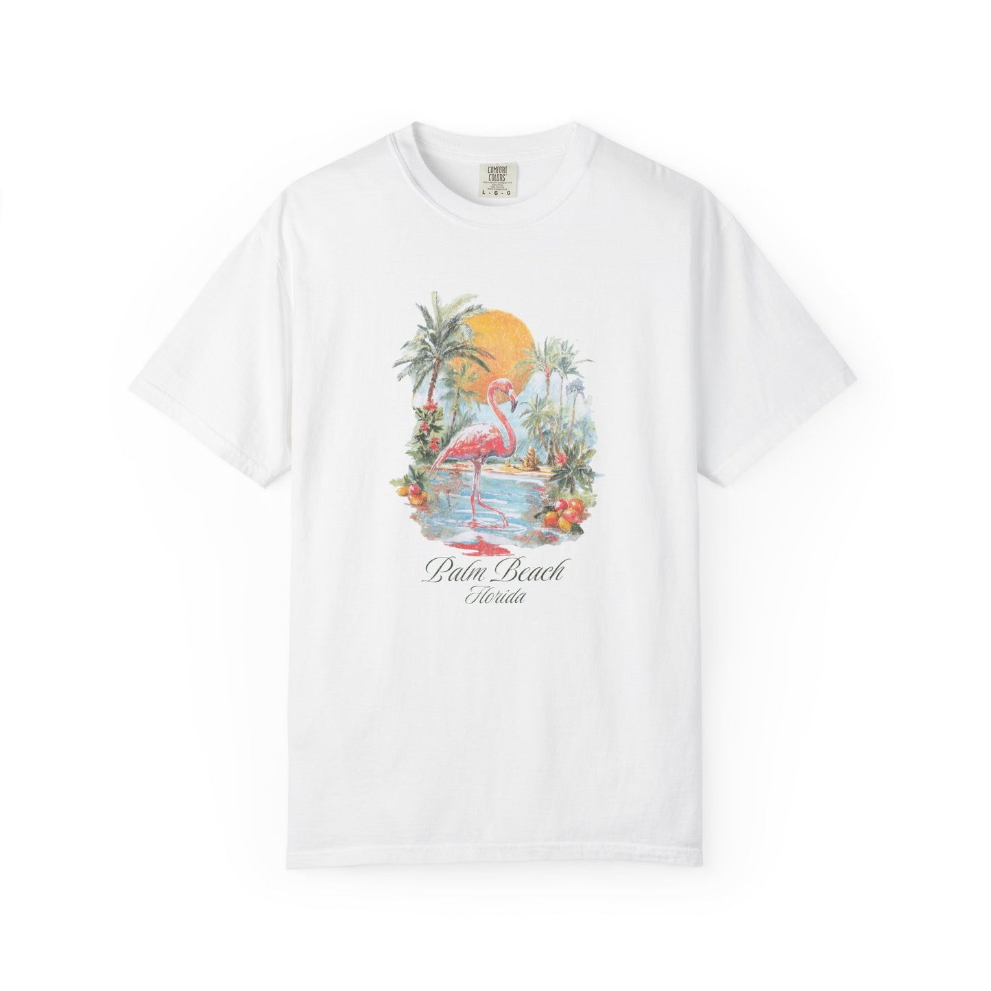 Palm Beach Florida Flamingo Retro Graphic T-Shirt