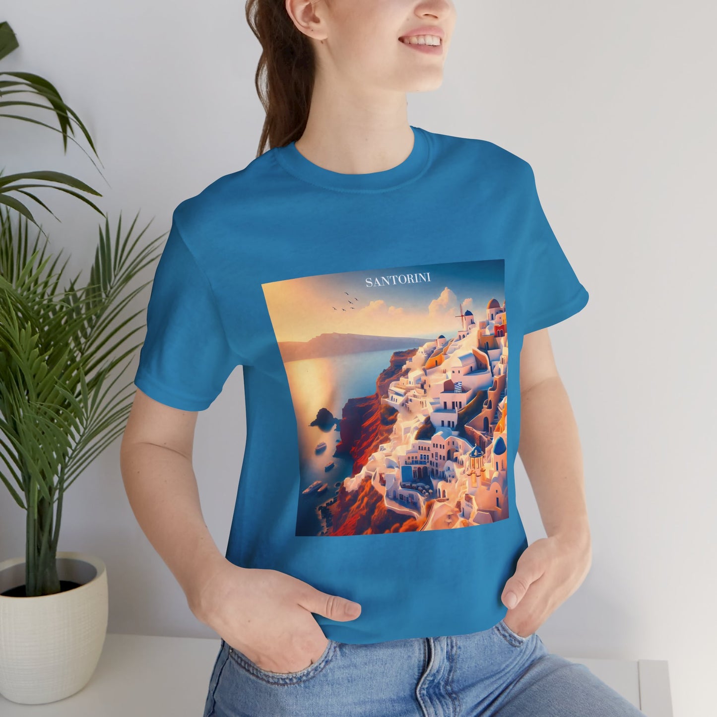 Santorini Sunset Disney Pixar Style Jersey Short Sleeve Tee