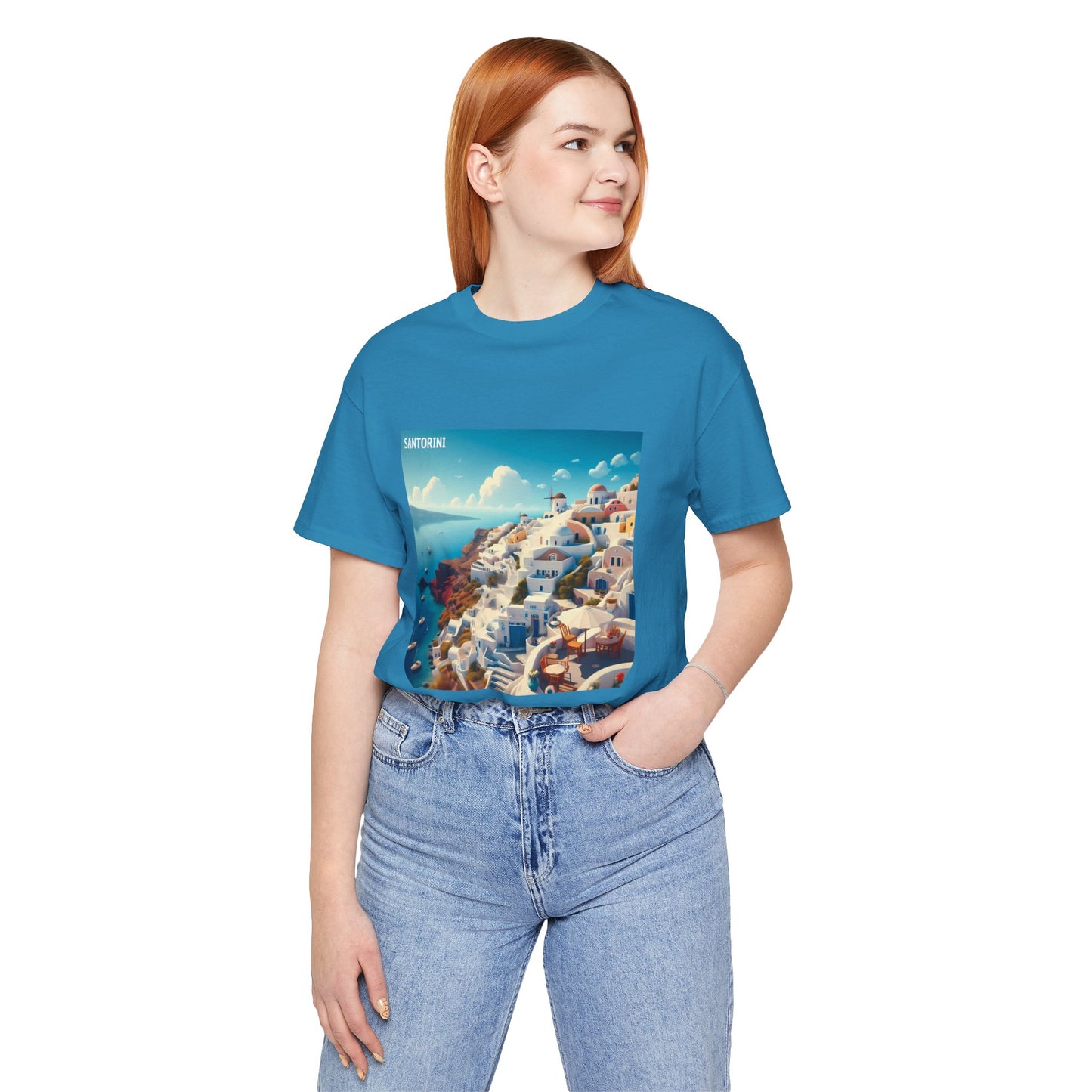 Santorini Oia Disney Pixar Style Jersey Short Sleeve Tee