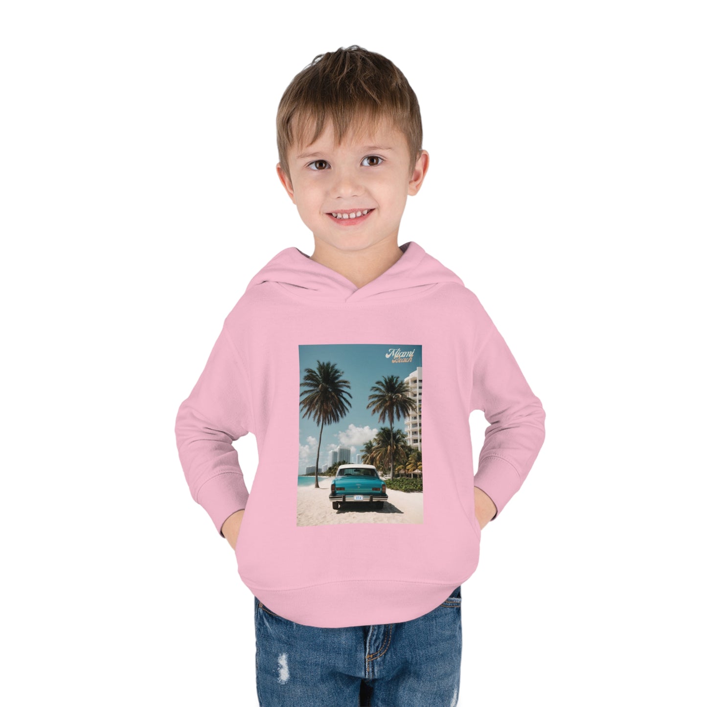 Vintage Car On The Beach Toddler Pullover Fleece Hoodie